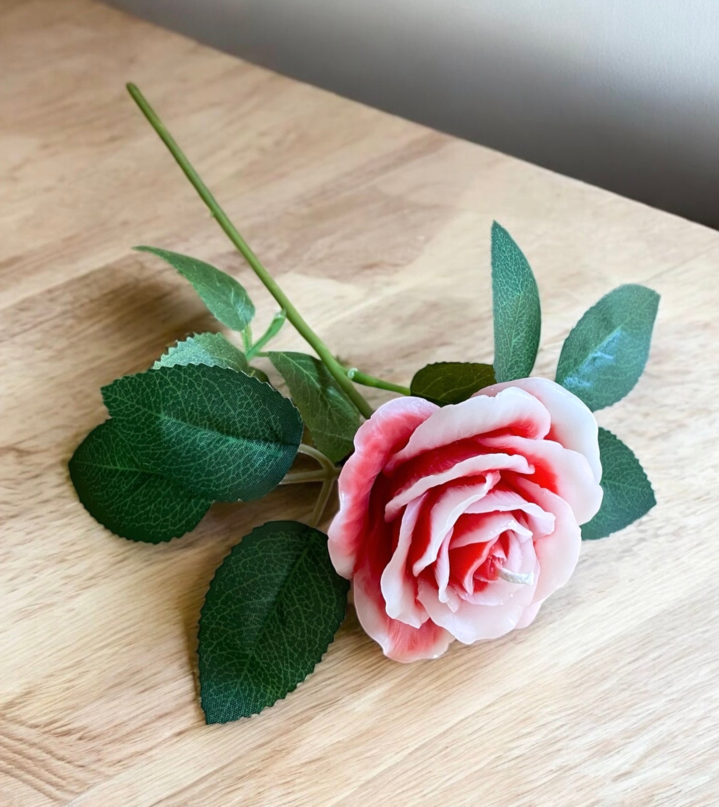 Single rose beeswax candle bouquet