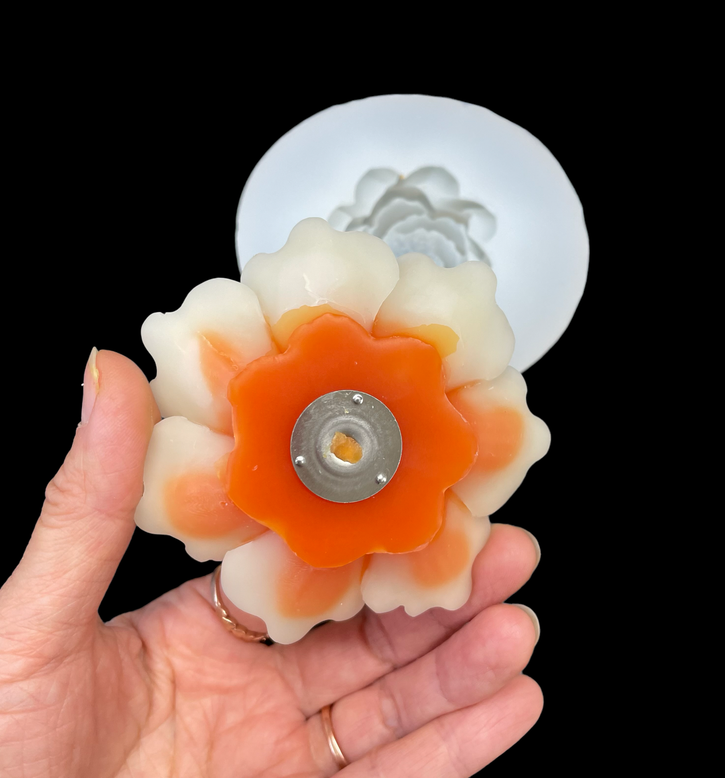 3D floating flower candle mold - flower soap resin mold - 3 1/4”