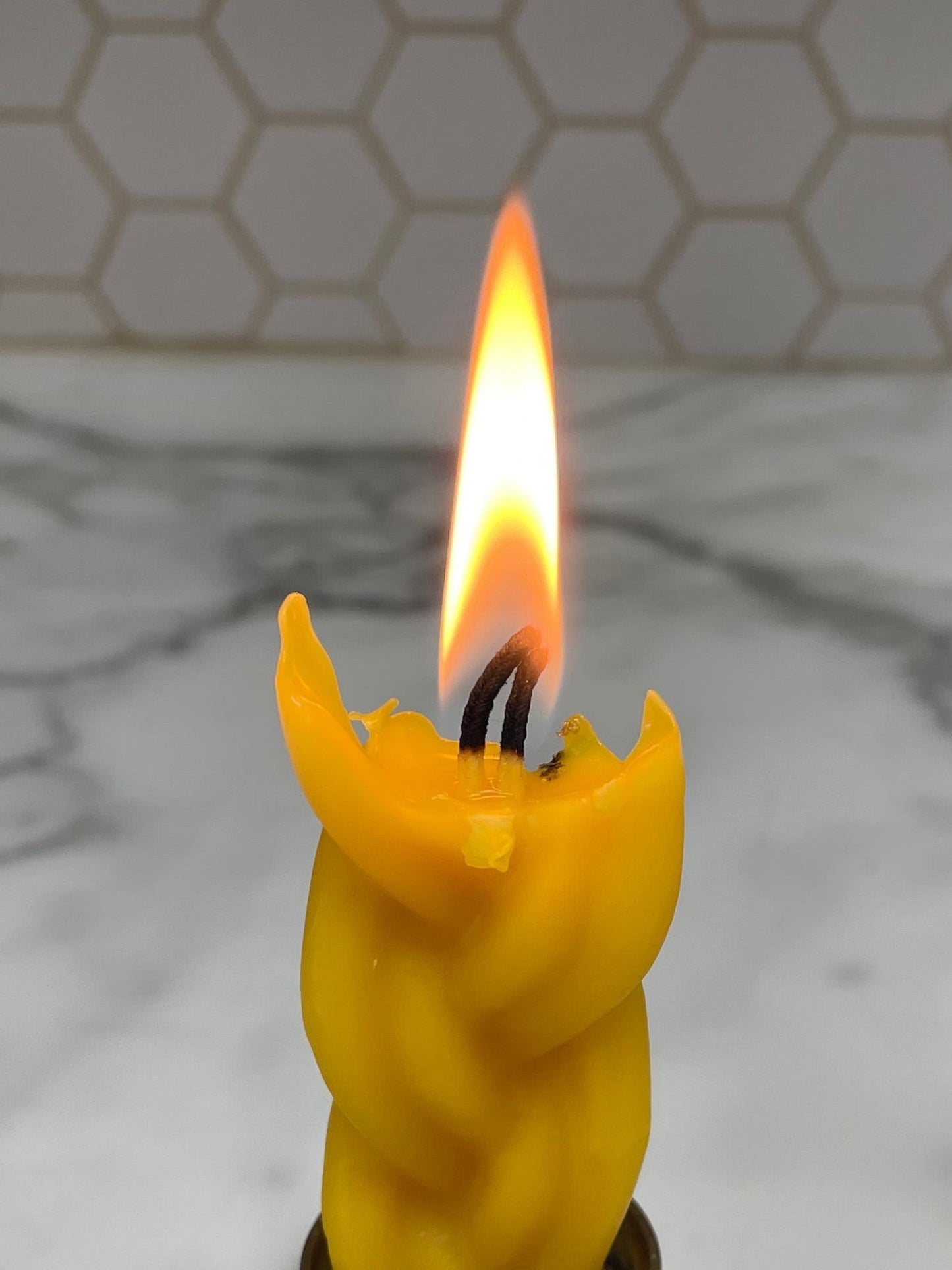 Pure beeswax molded braided Havdalah candle set 10.5”