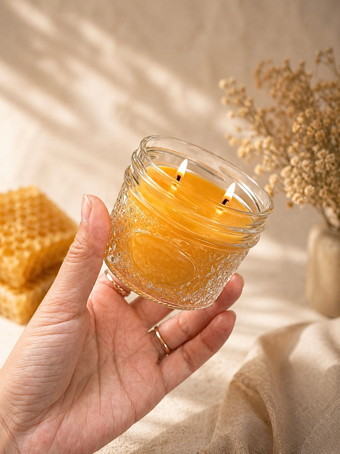 100% pure beeswax mason jar candle - container candle