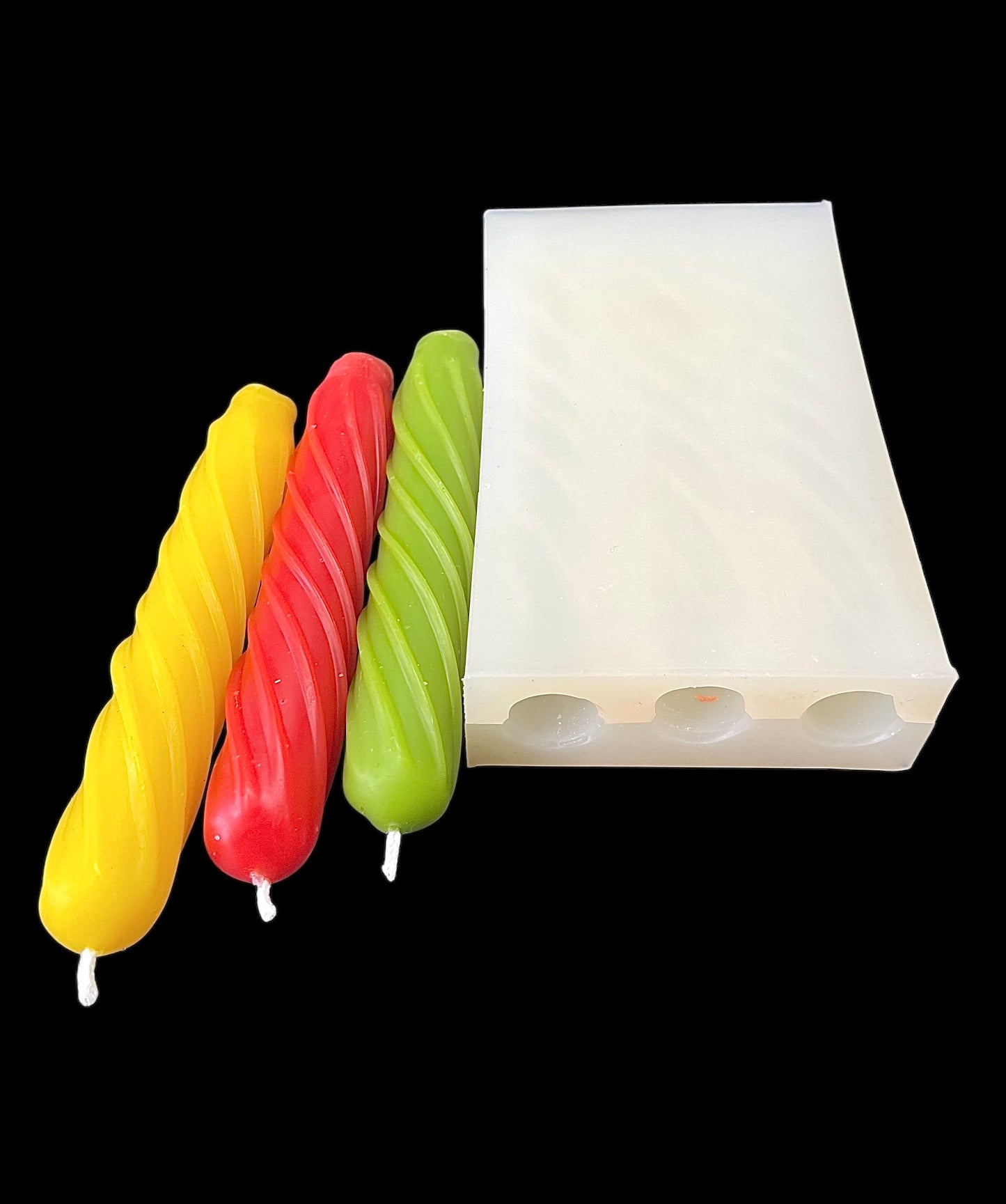 Silicone twisted taper candle mold 4.75” - spiral taper mold - mini taper Mold - beeswax candle mold - 3 cavities - homemade