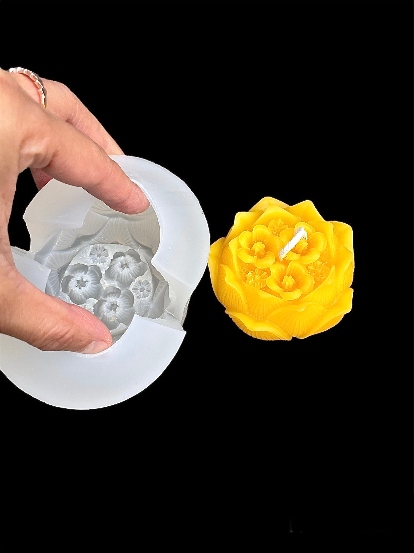 3D silicone lotus flower pot mold - candle soap mold