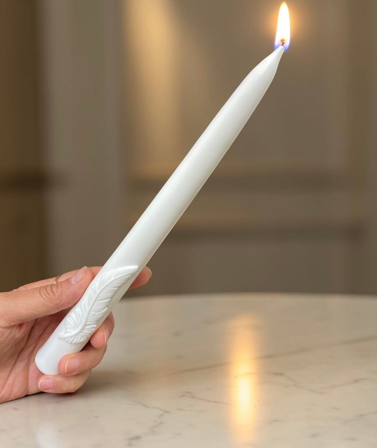 9” silicone taper candle mold - feather