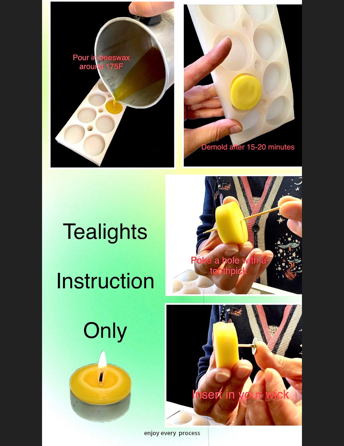 Silicone honeycomb Tealight candle Mold - 4 cavities - wax melt lotion bar - guest soap - ice cube chocolate mold