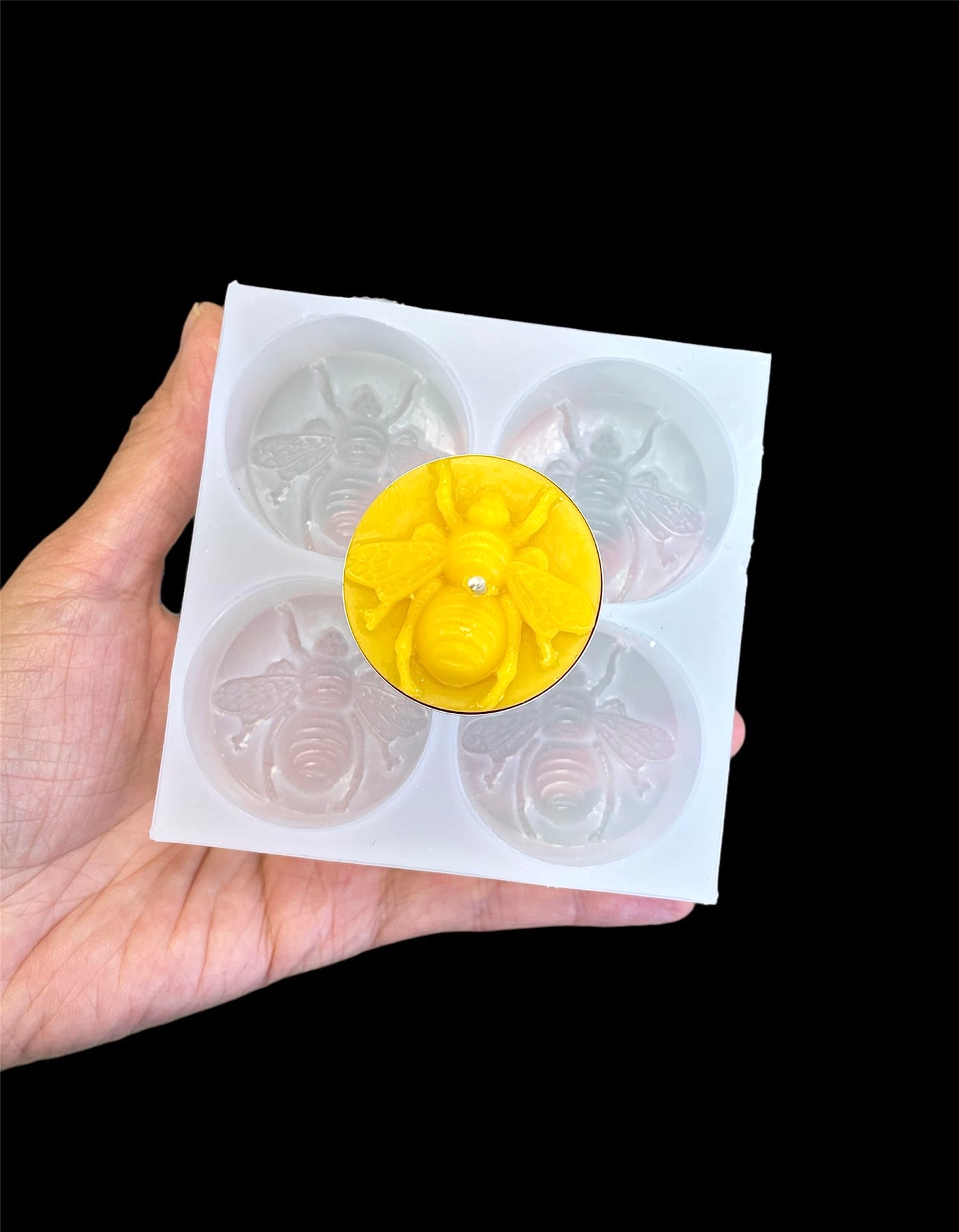 Silicone Tea light candle Mold honeybee bee mould wax melt lotion bar easy release 4 cavity Homemade