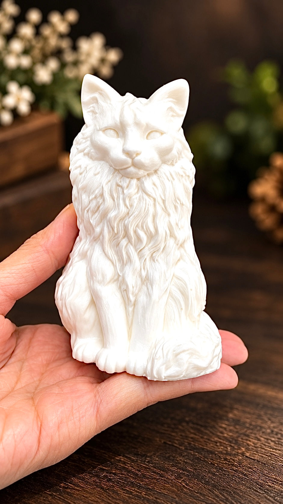 3D silicone Maine Coon cat candle mold - soap resin concrete mold