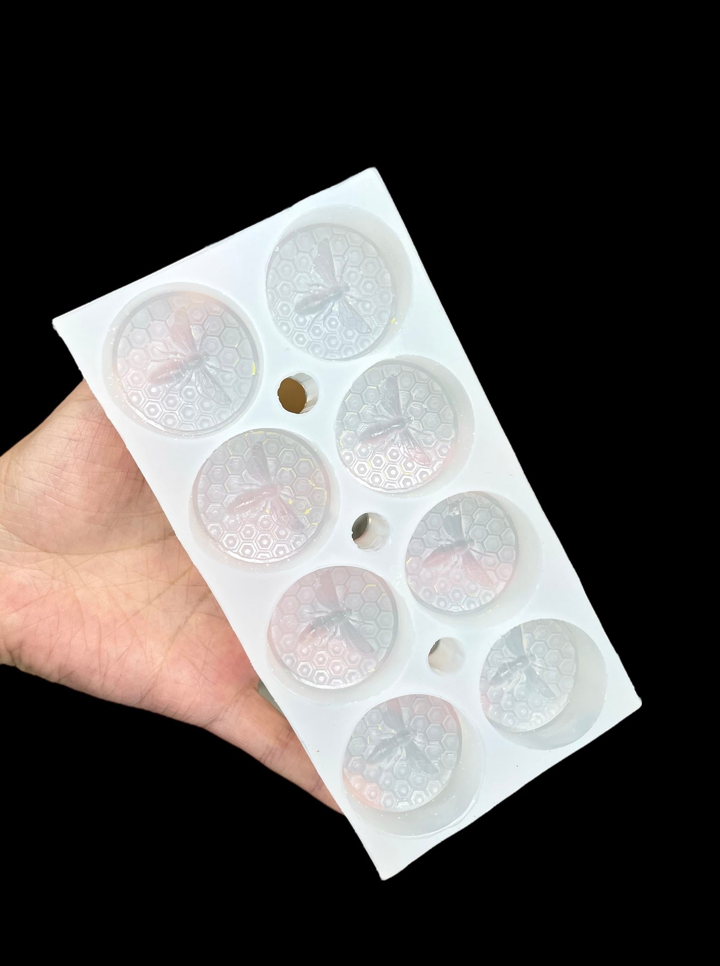 Silicone queen bee on honeycomb tealight mold