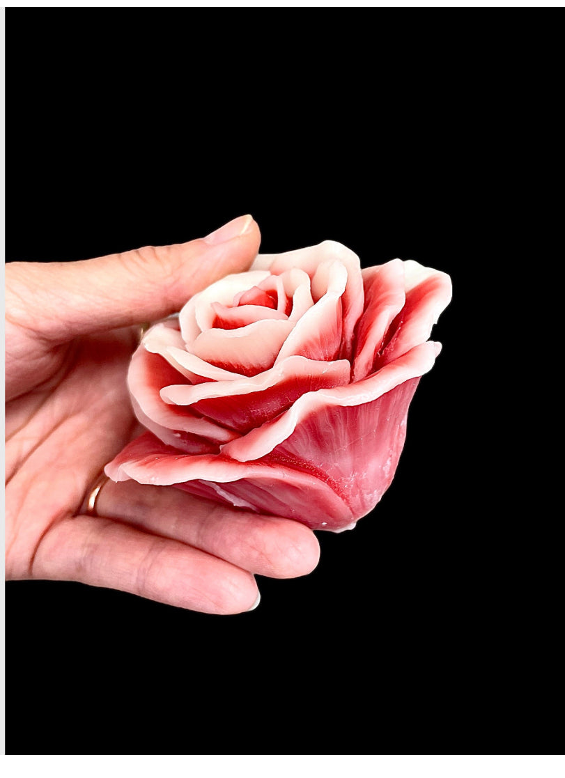 Single rose beeswax candle bouquet