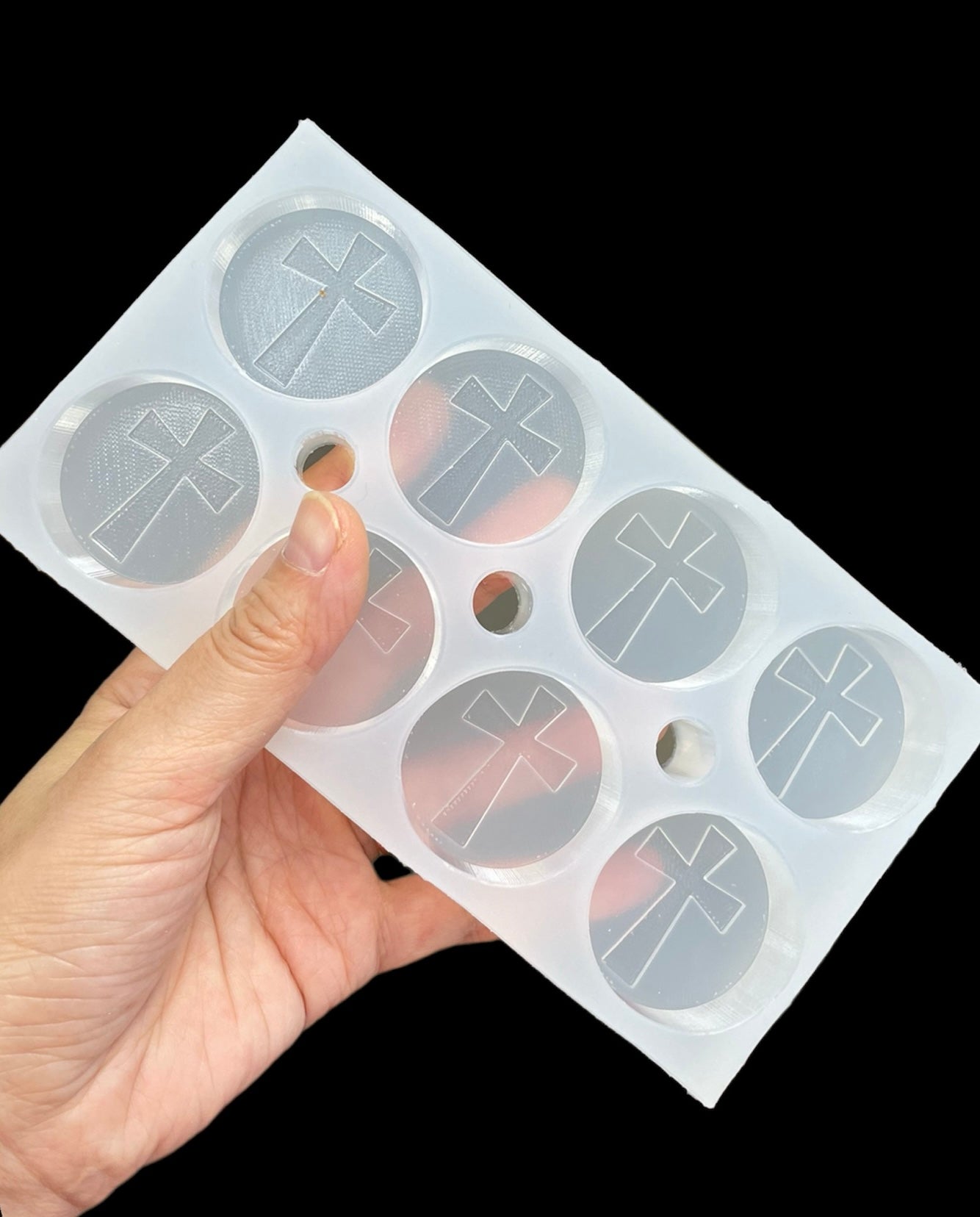 Silicone cross Tea light candle Mold - tealight mold - wax melt lotion bar soap mold - 8 cavities