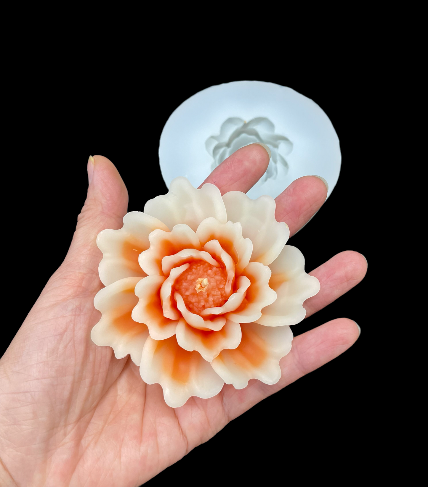3D floating flower candle mold - flower soap resin mold - 3 1/4”