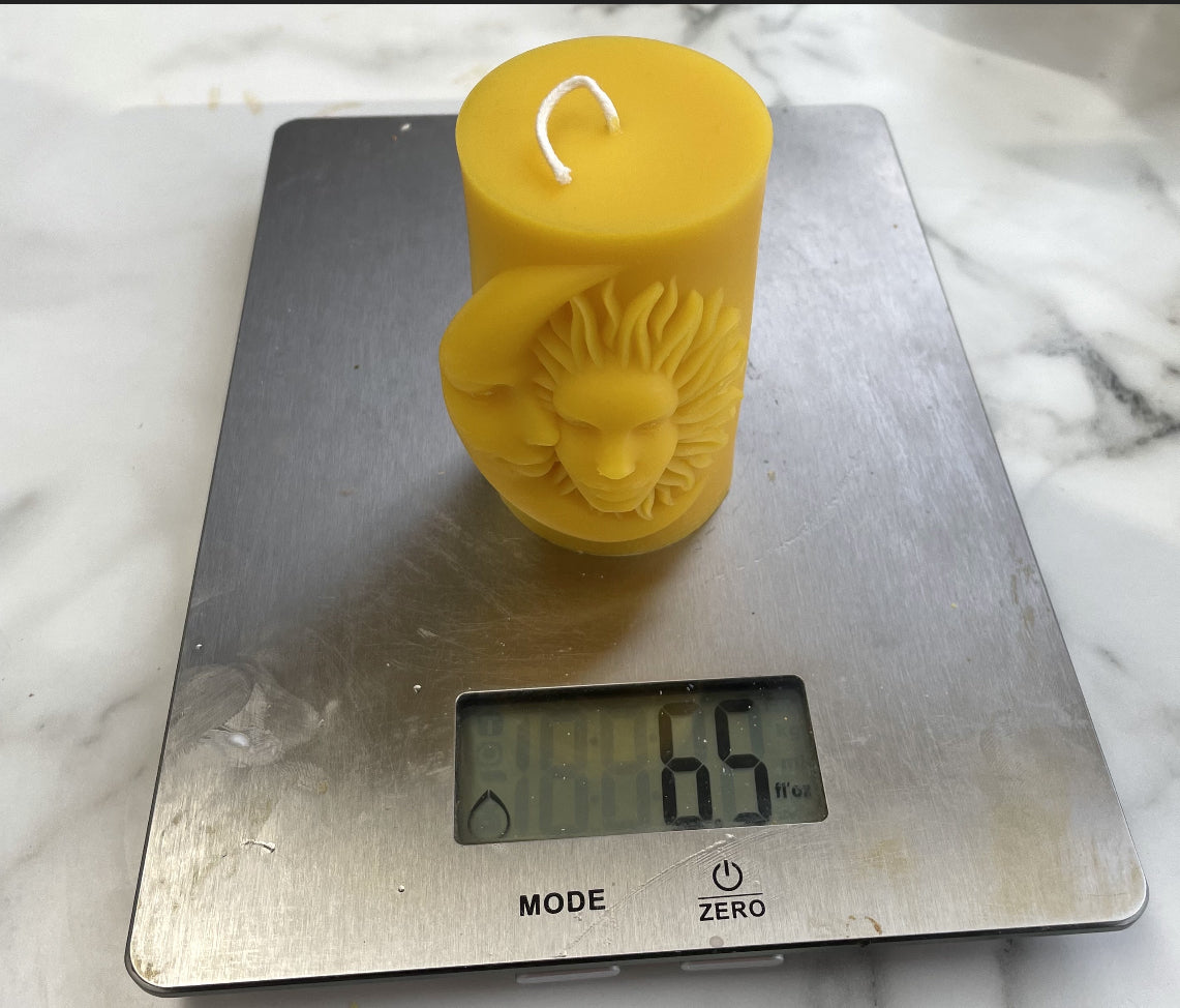 Pure beeswax sun moon candle