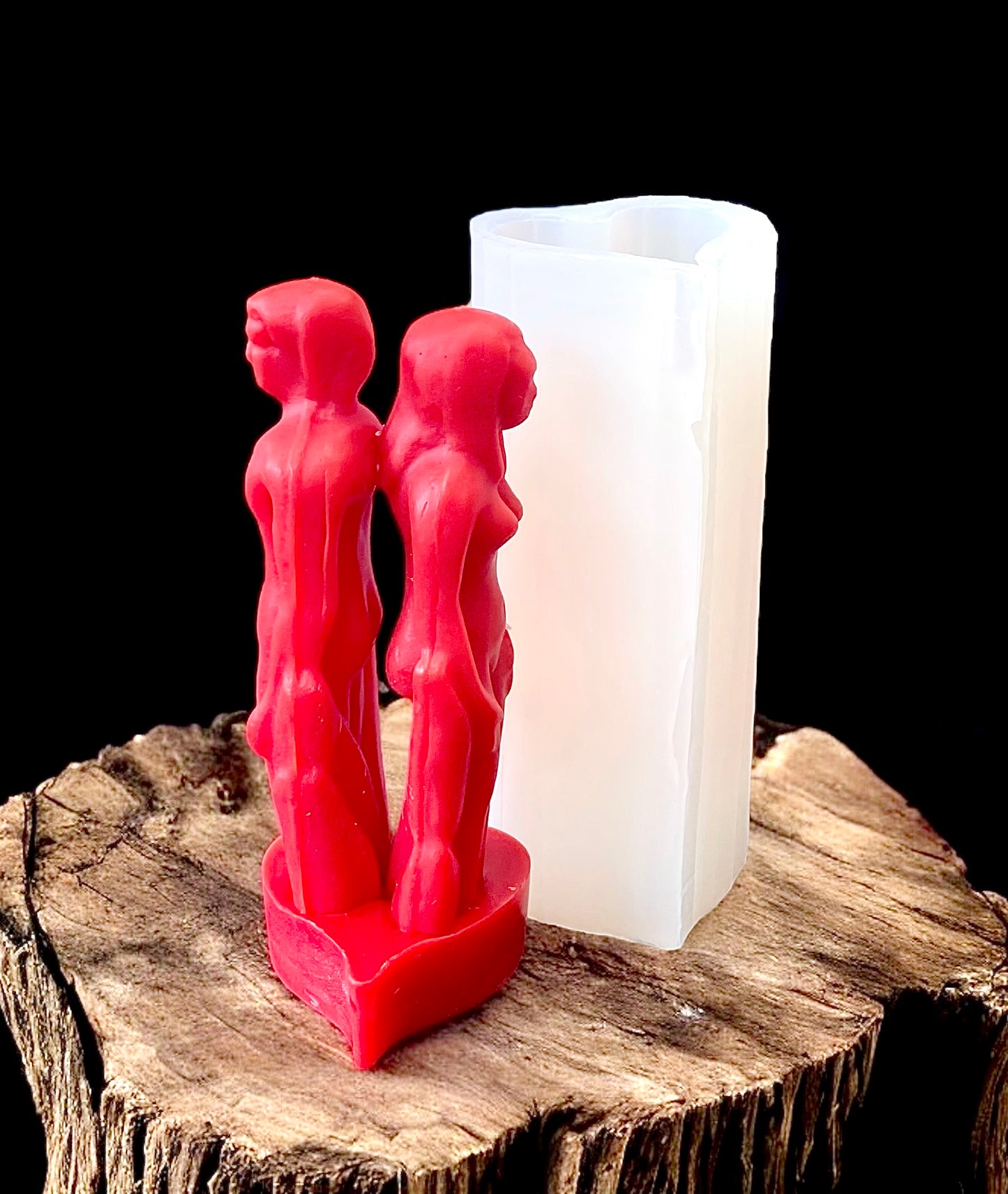 silicone lover couple figure mold - magic candle molds - face to face - back to back figure mold - pagan altar - wicca spell - 6.5”
