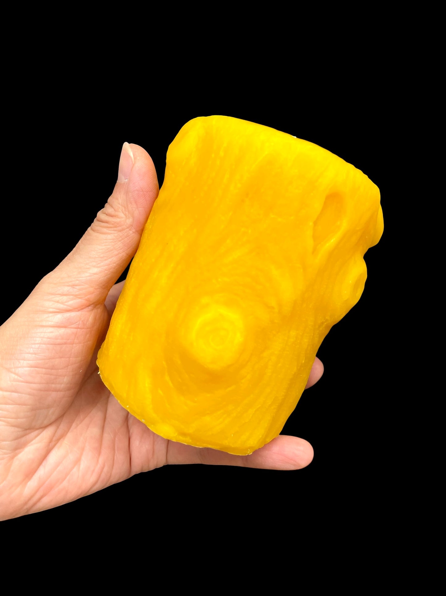 Silicone pillar candle mold designed with pine cones on a tree stump 3.5” x 3”