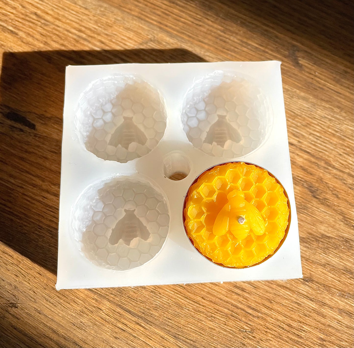 Silicone honeybee Tea light candle Mold honeycomb easy release 4 cavity Homemade