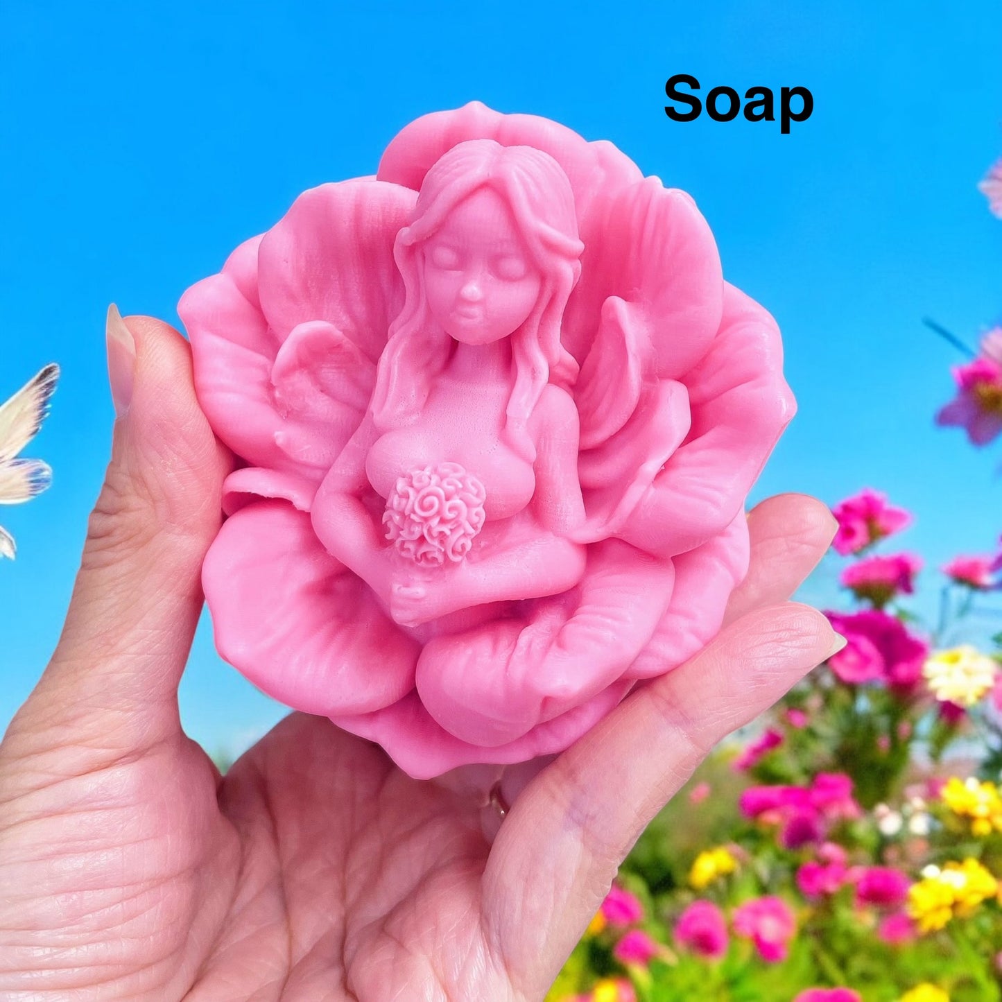 3D flower queen mold for soap candle resin - 3 1/4”