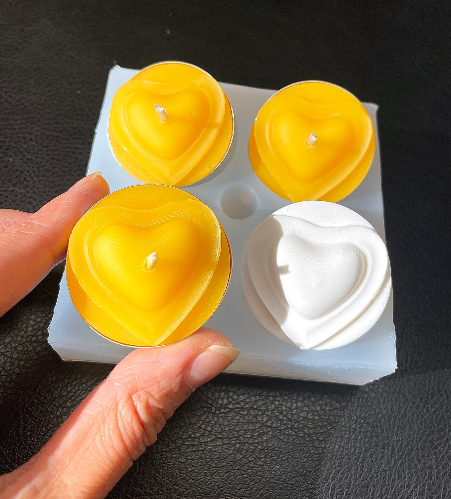 Silicone heartbeat tealight candle mold