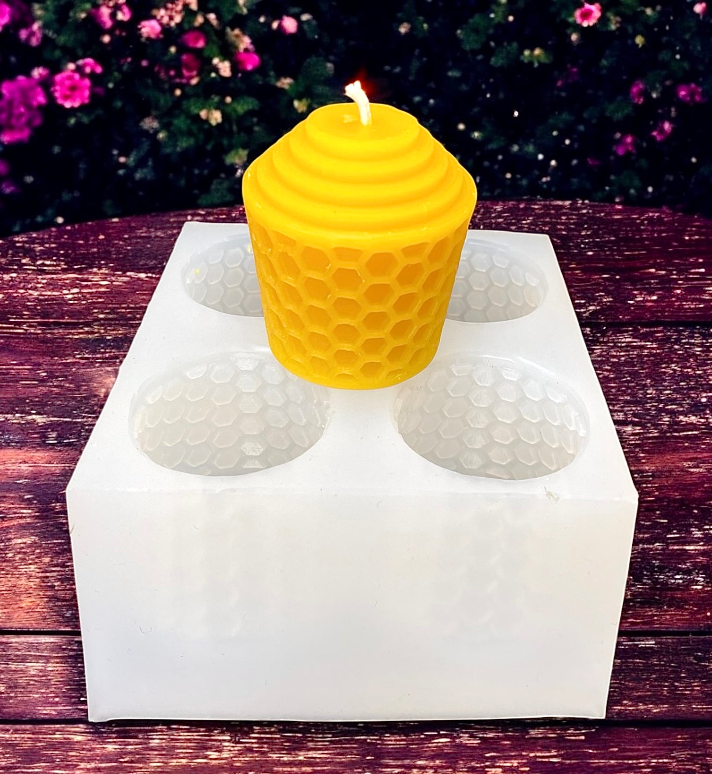 silicone honeycomb votive candle mold - candle soap resin mold - 4 cavities