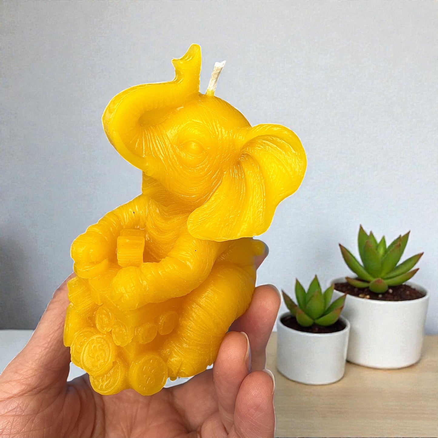 3D Silicone trunk up fortune elephant mold - elephant candle soap resin mold - 3.5”