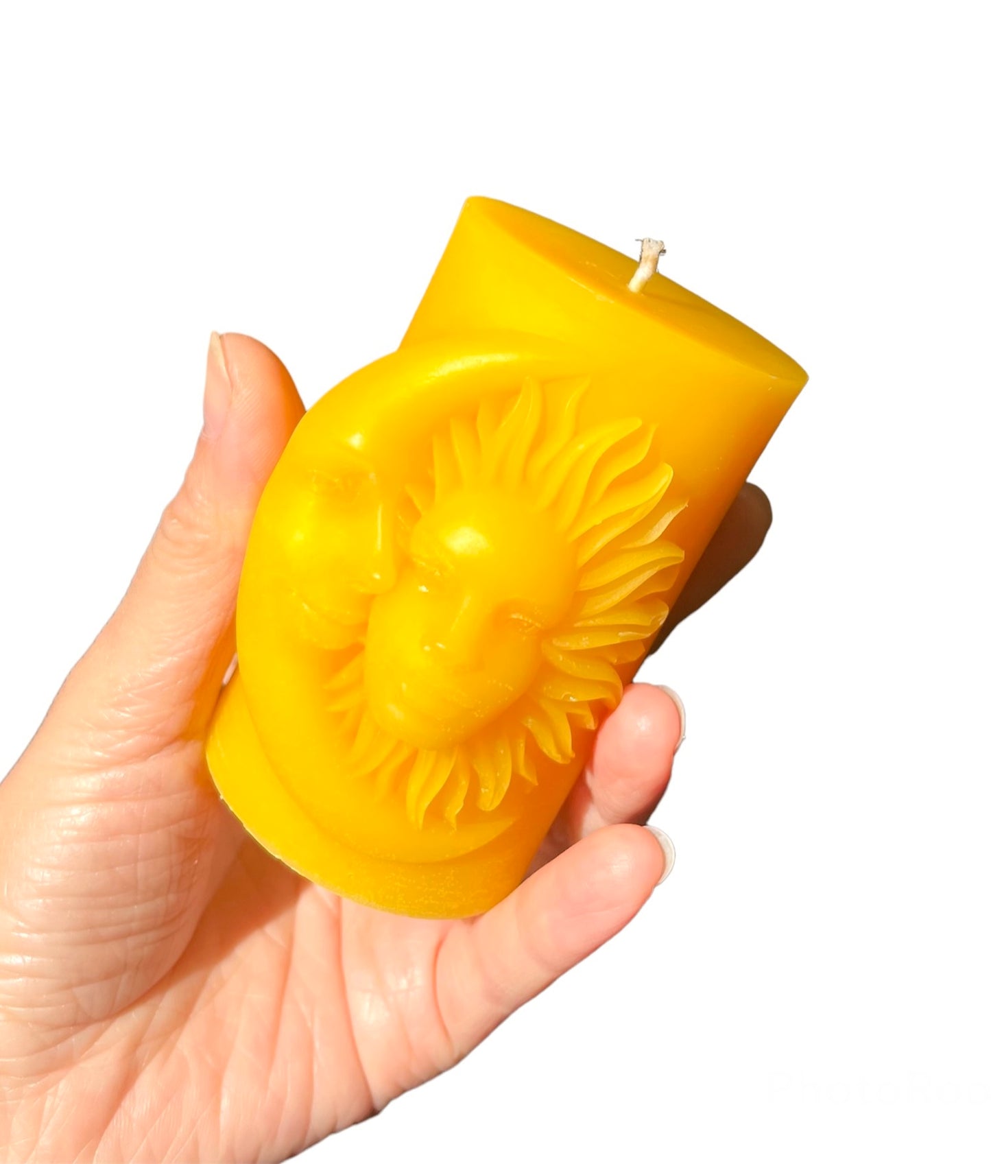 Pure beeswax sun moon candle
