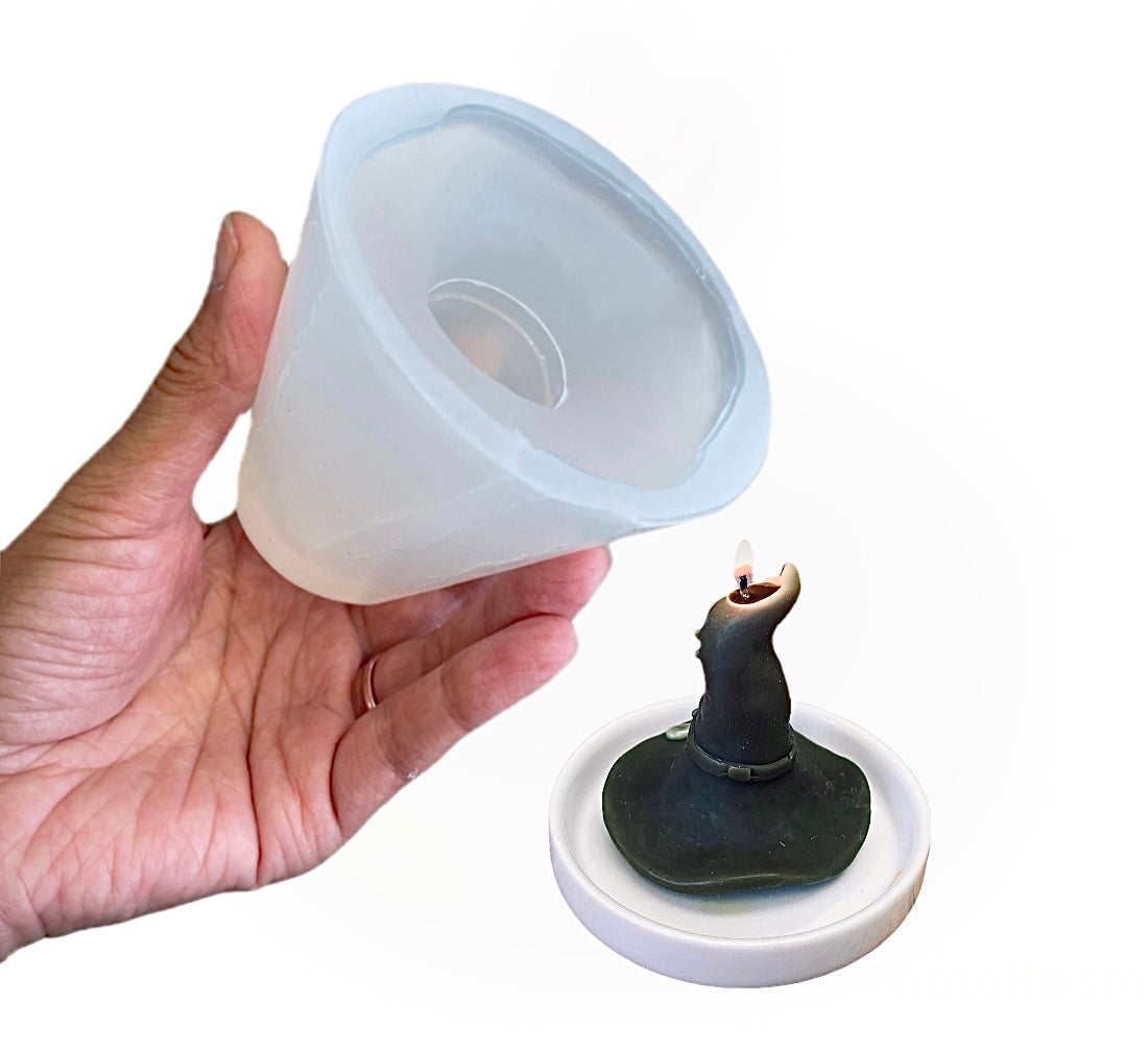 3” 3D Silicone witch hat Mold - ritual spiritual candle mold - homemade