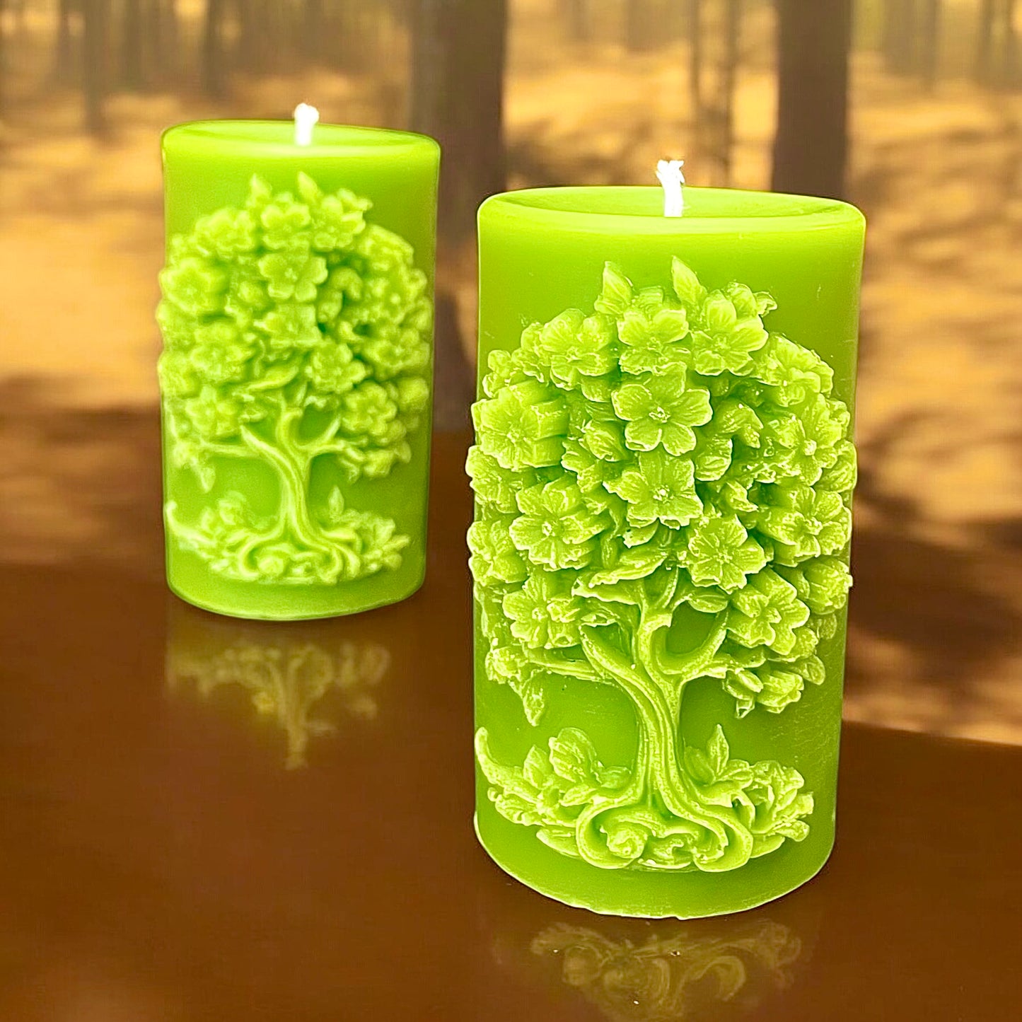 Silicone tree of life pillar candle mold