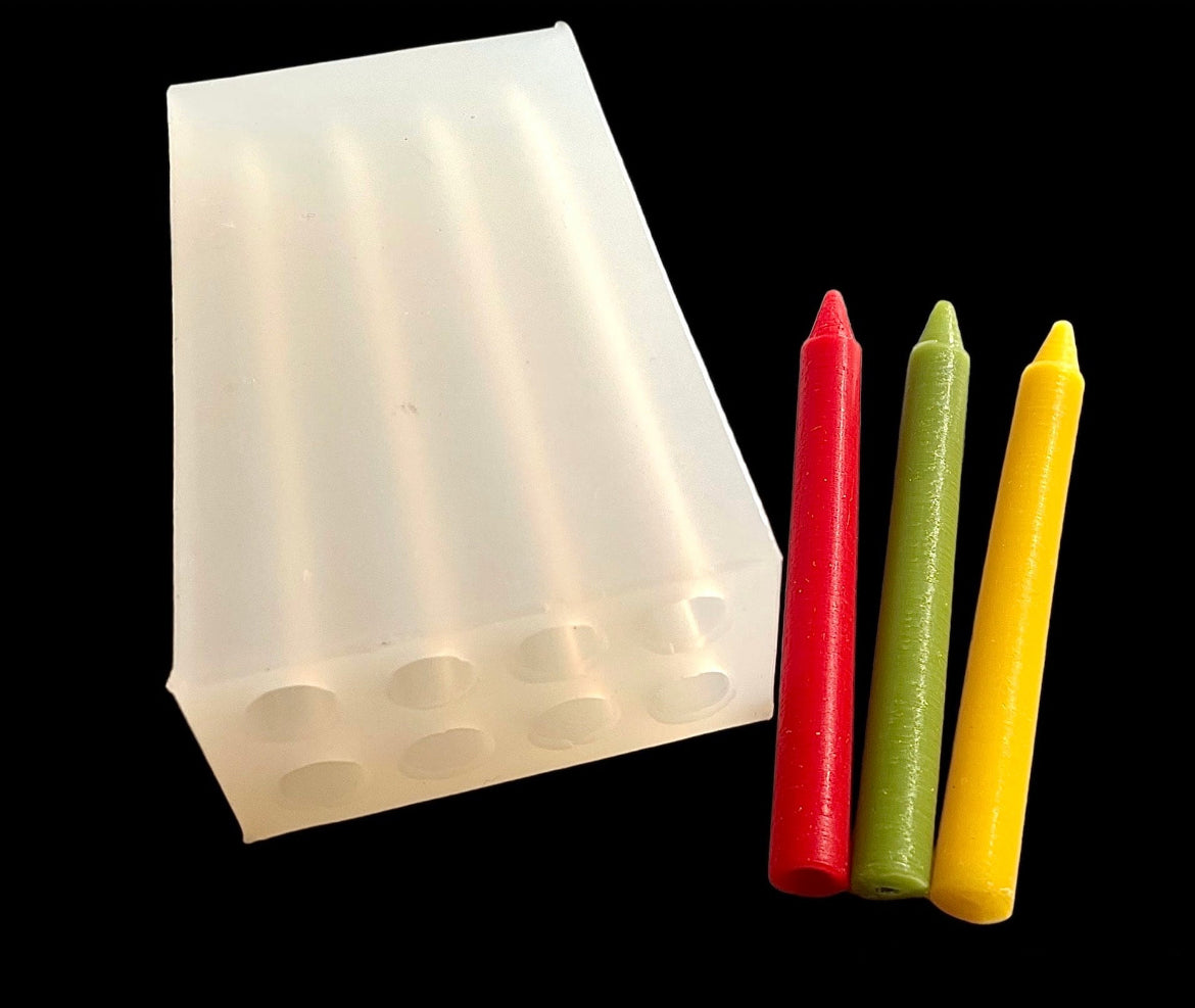 3 5/8” silicone crayon mold - mini taper Mold - birthday candle mold - spell candle mold - 8 cavities