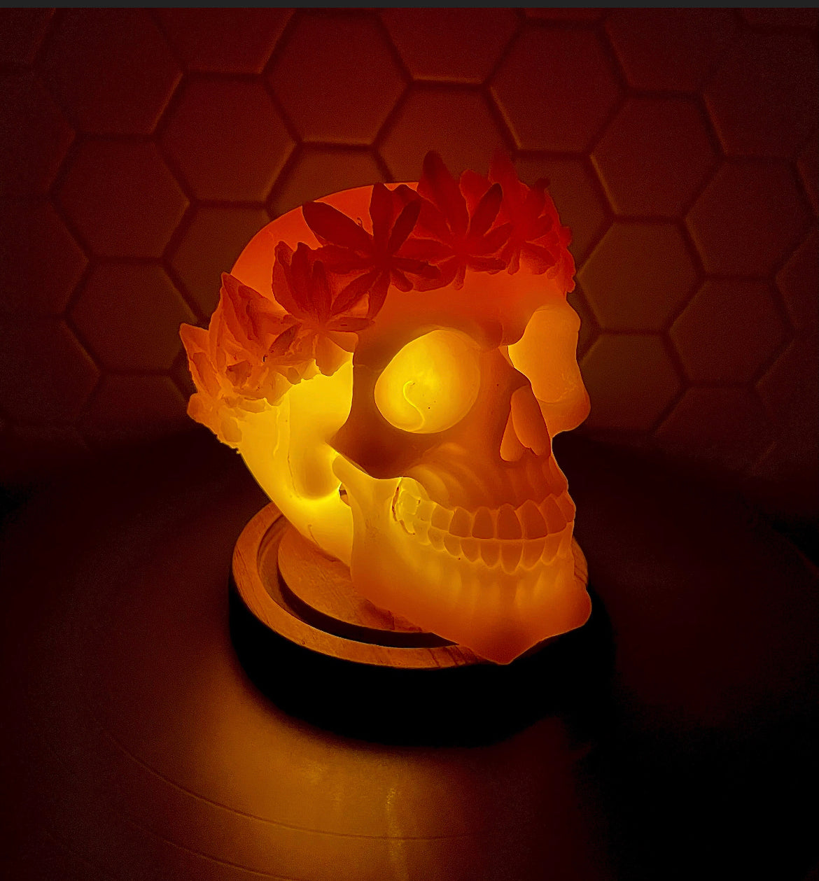 3D Silicone skull Mold - skull candle soap resin mold - skull with marijuana leaf - halloween mold
