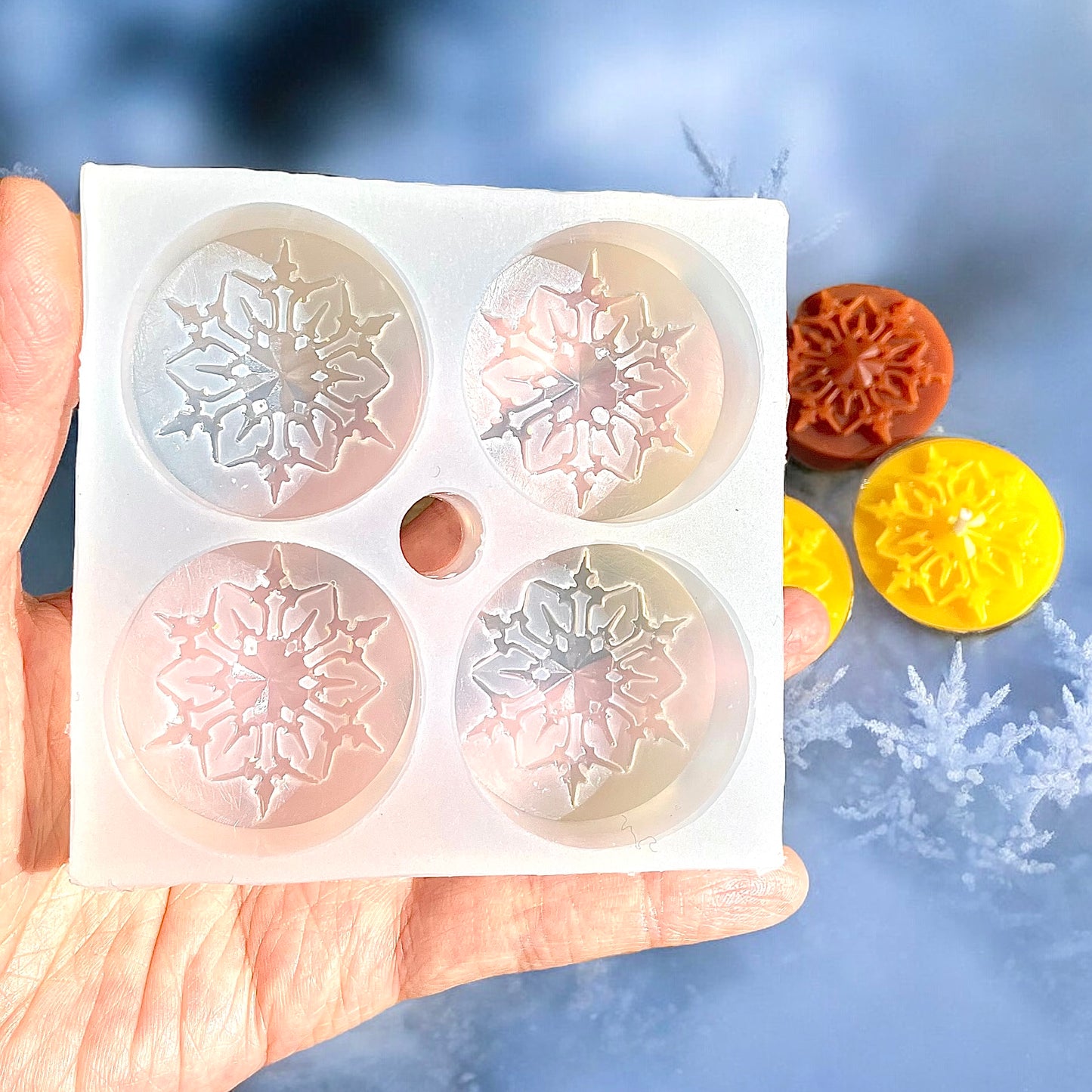Silicone snowflake Tealight candle Mold - wax melt lotion bar soap resin mold - holiday candles mold - style 2