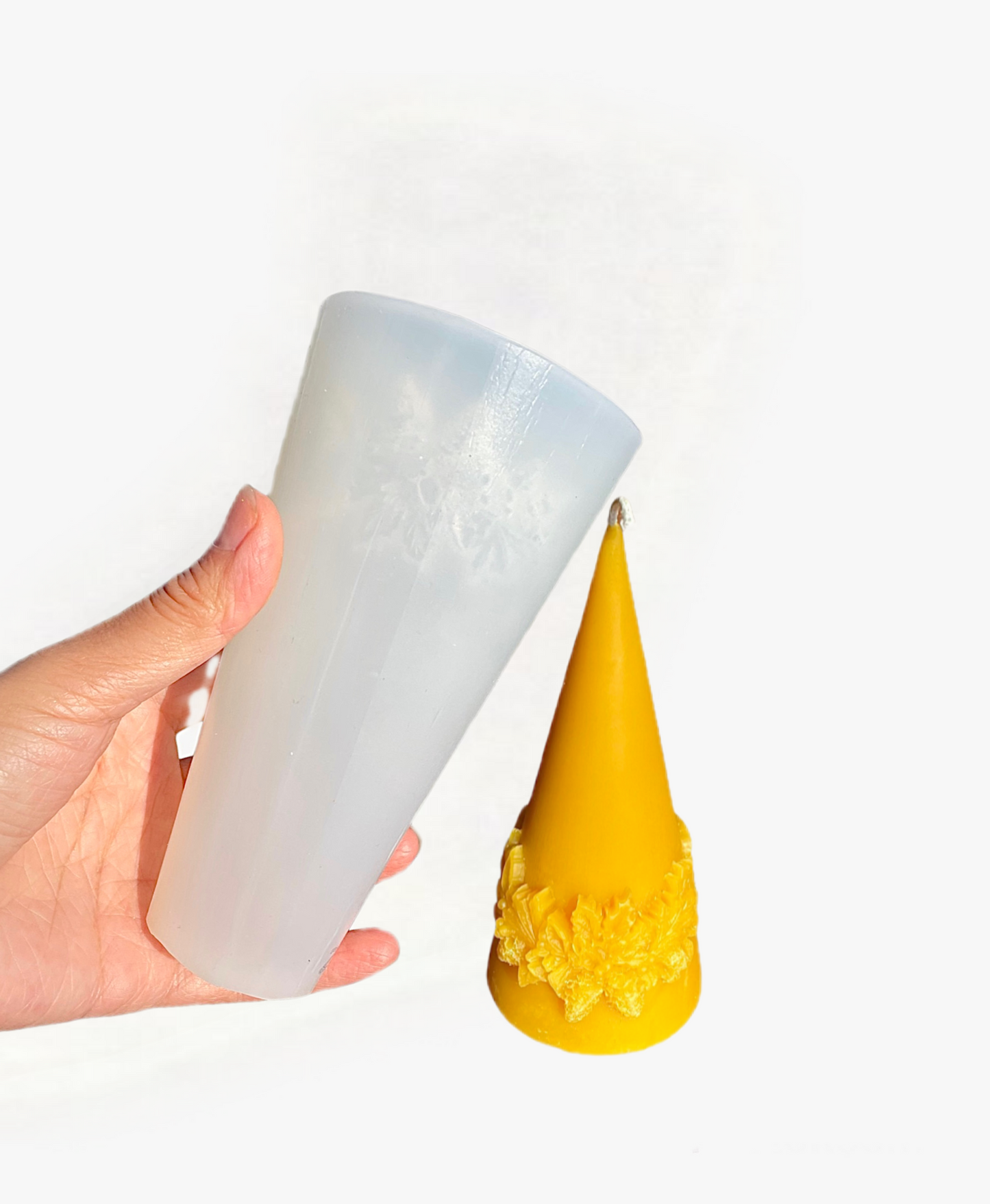 5” Silicone Christmas wreath candle candle Mold - cone pyramid mold - holiday candle mold