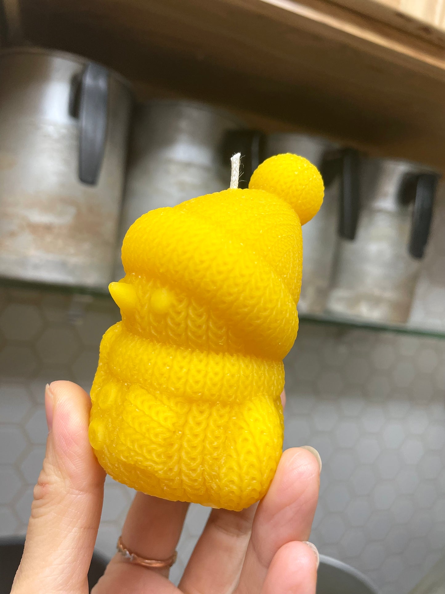 Set of 2 Pure beeswax snowman candles