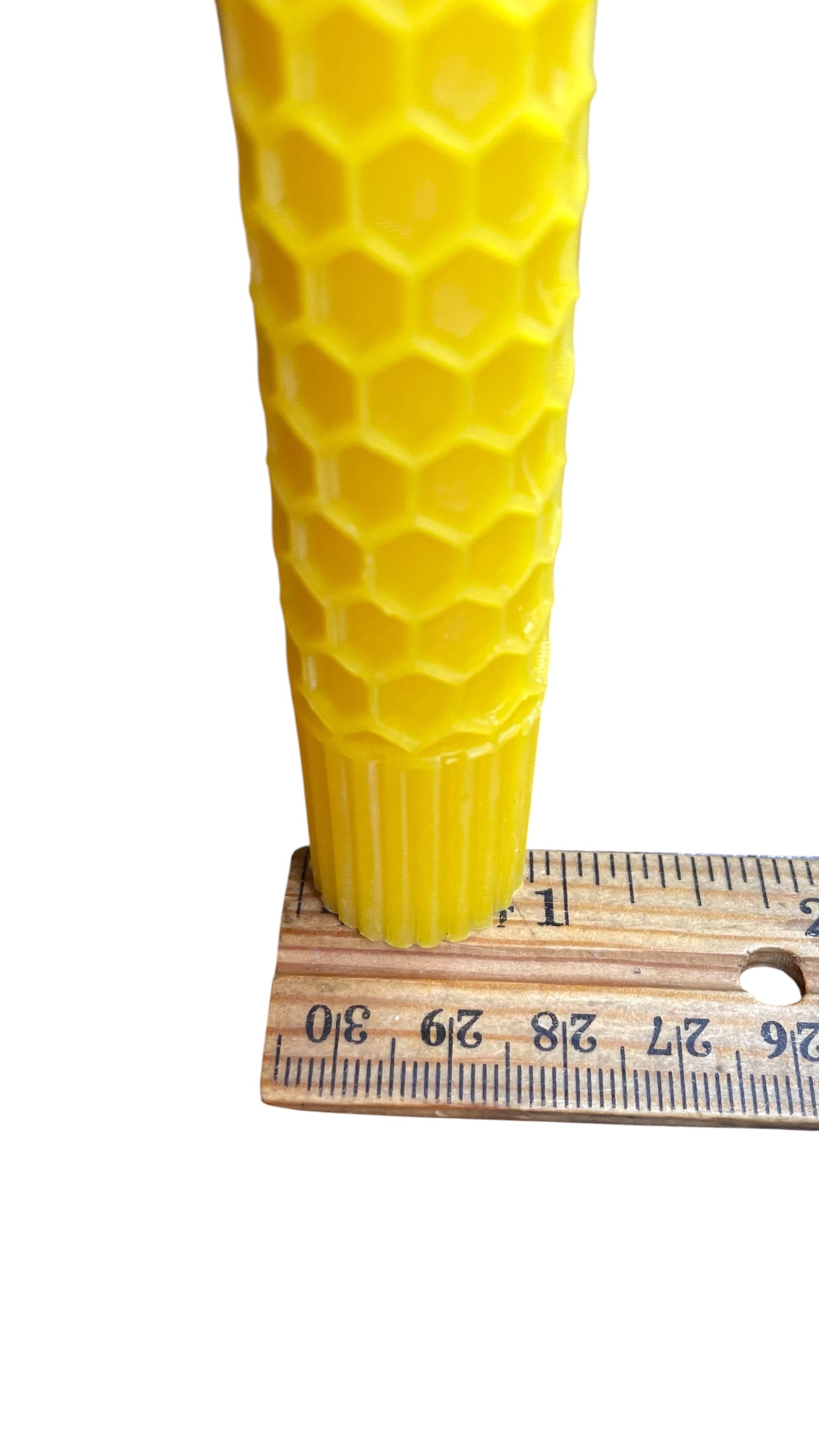 A pair 100% pure beeswax honeycomb tapers 11”