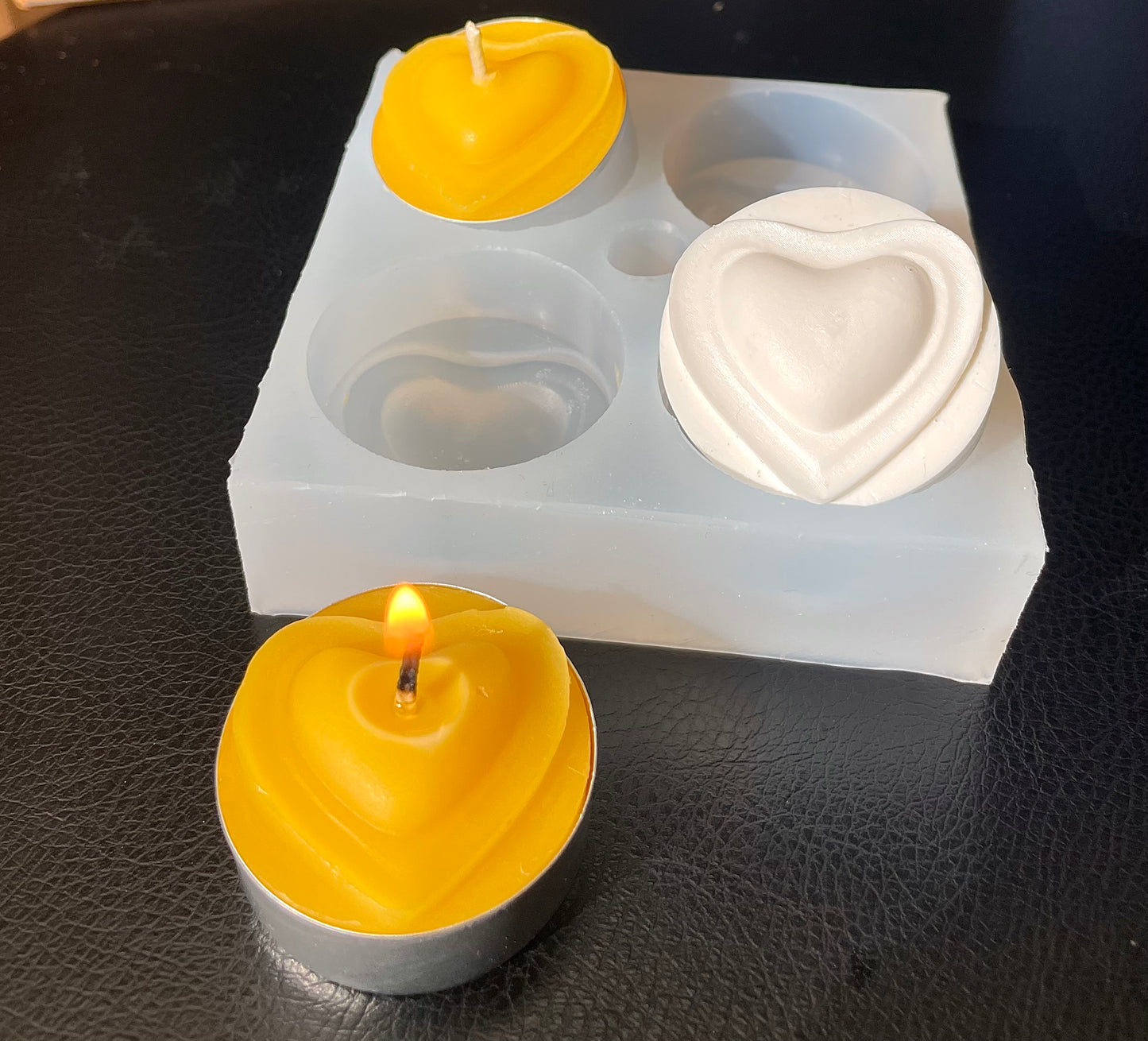 Silicone heartbeat tealight candle mold