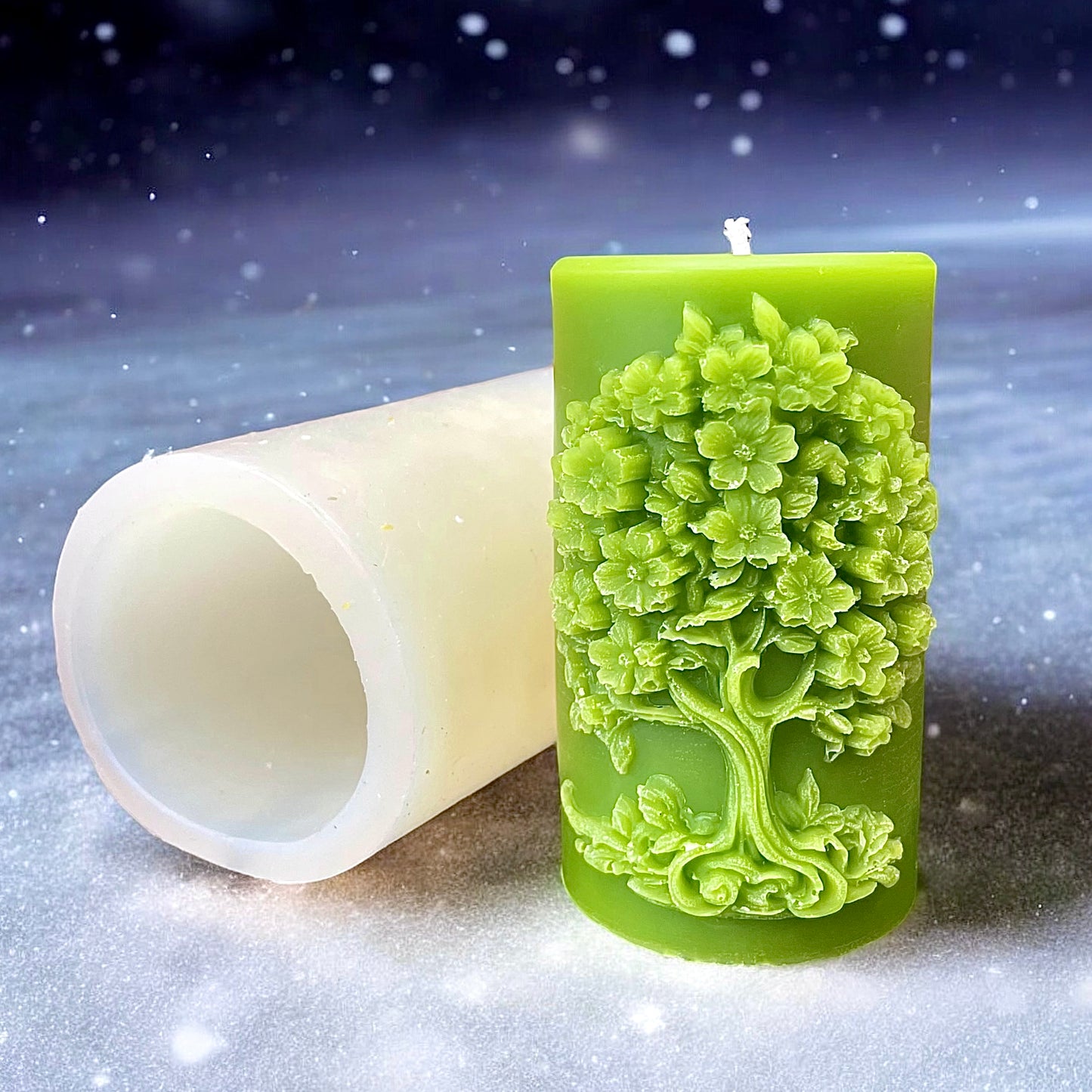 Silicone tree of life pillar candle mold