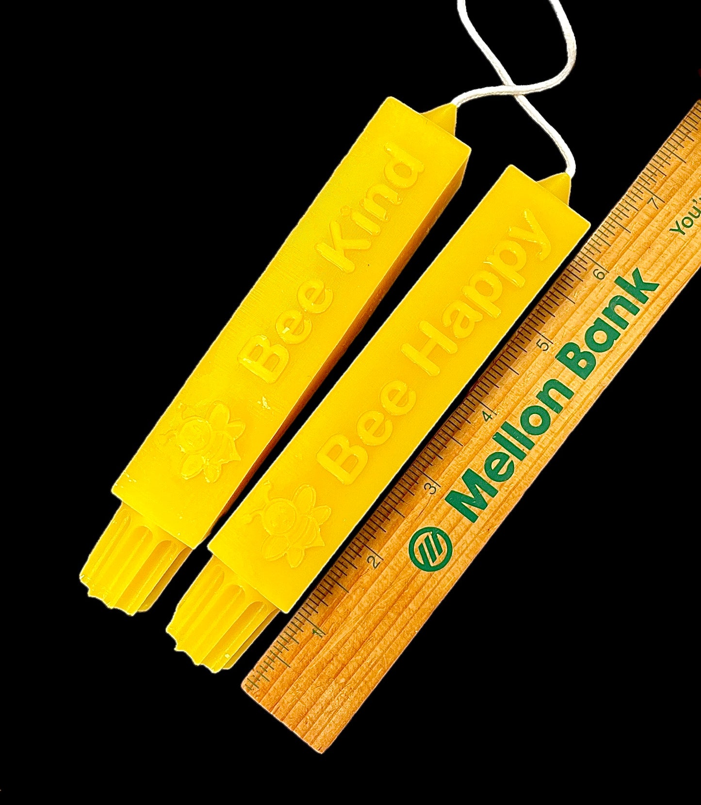 2 Pure beeswax square taper candles Bee happy Bee Kind holiday gift
