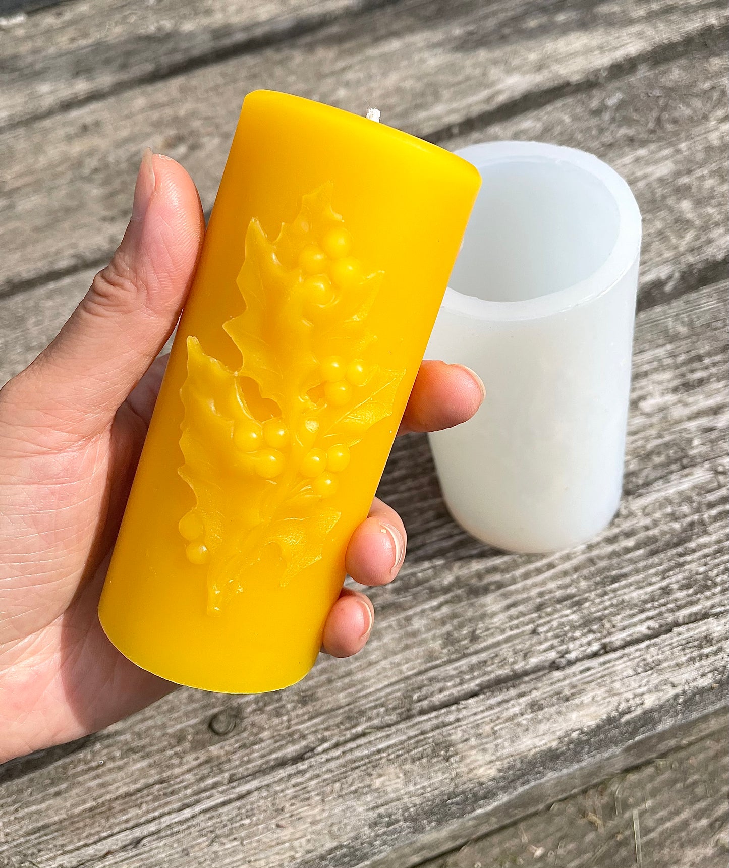 Silicone Holly berry pillar candle mold - 2”