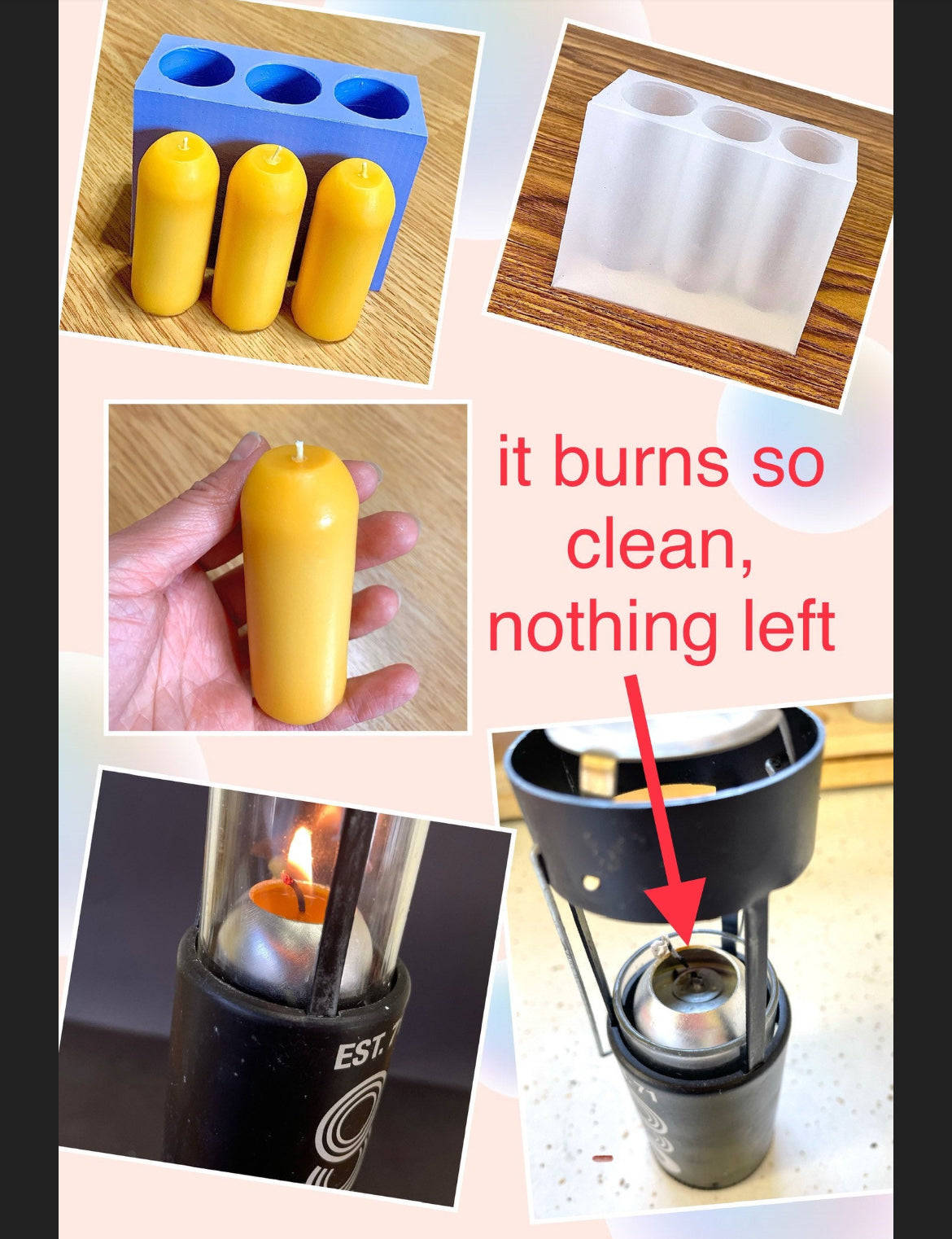 Silicone flat top emergency taper candle Mold - 3 cavities - candle lantern mold - homemade - handmade - easy release