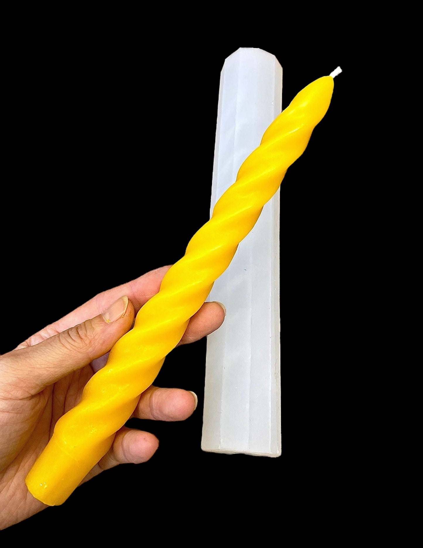 8.5” single cavity Silicone twisted taper candle mold - spiral taper candle - dinner taper mold - homemade