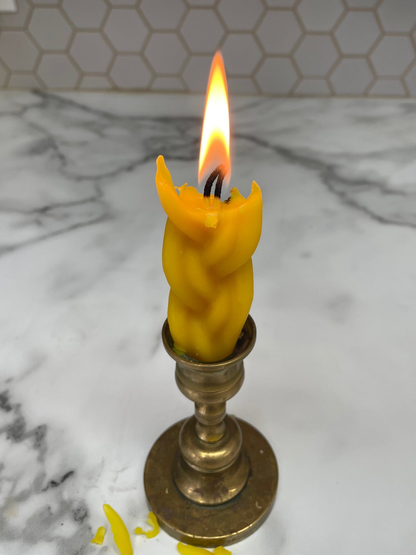 Braided beeswax candle 10” - 2 wick taper candle - havdalah candle