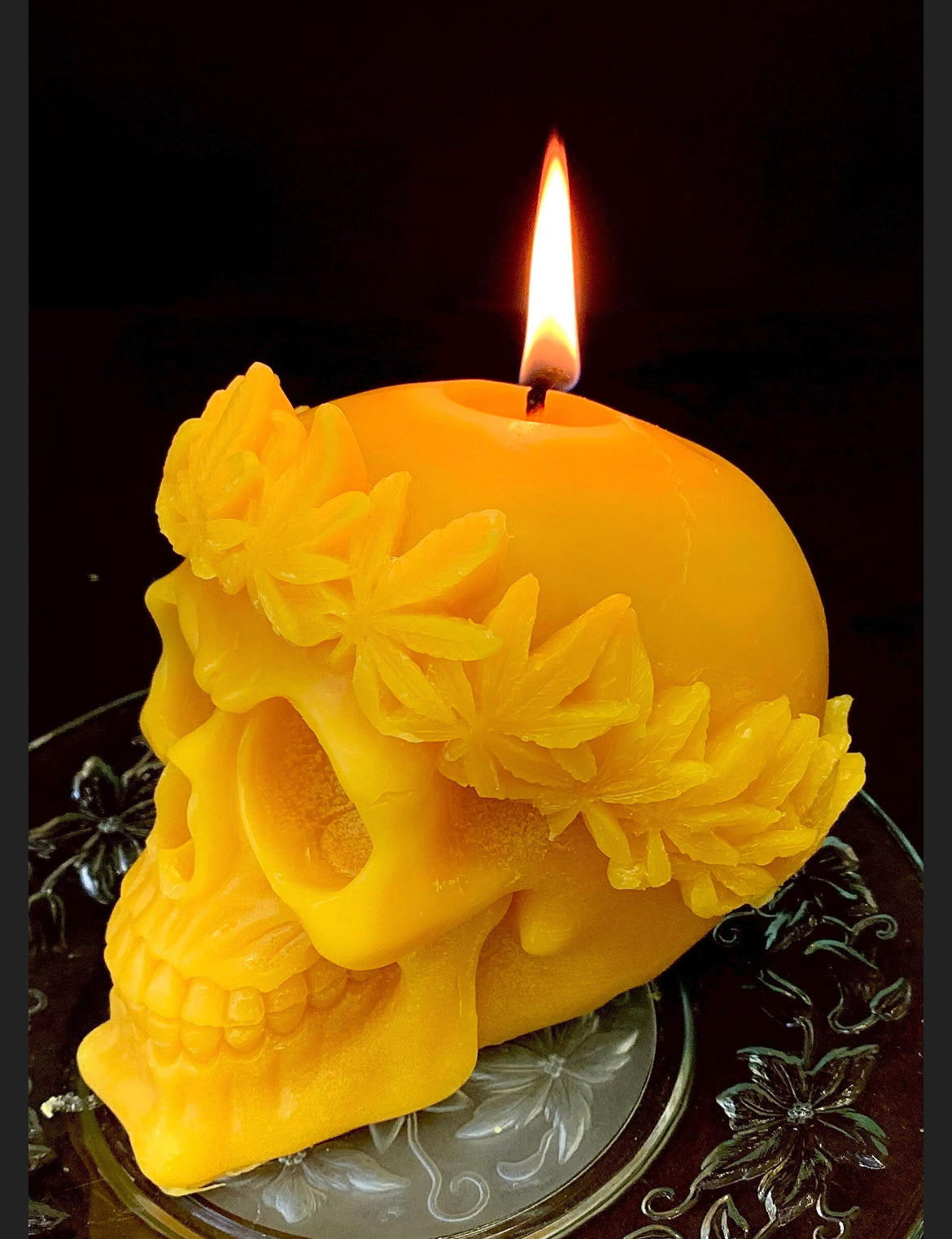 3D Silicone skull Mold - skull candle soap resin mold - skull with marijuana leaf - halloween mold
