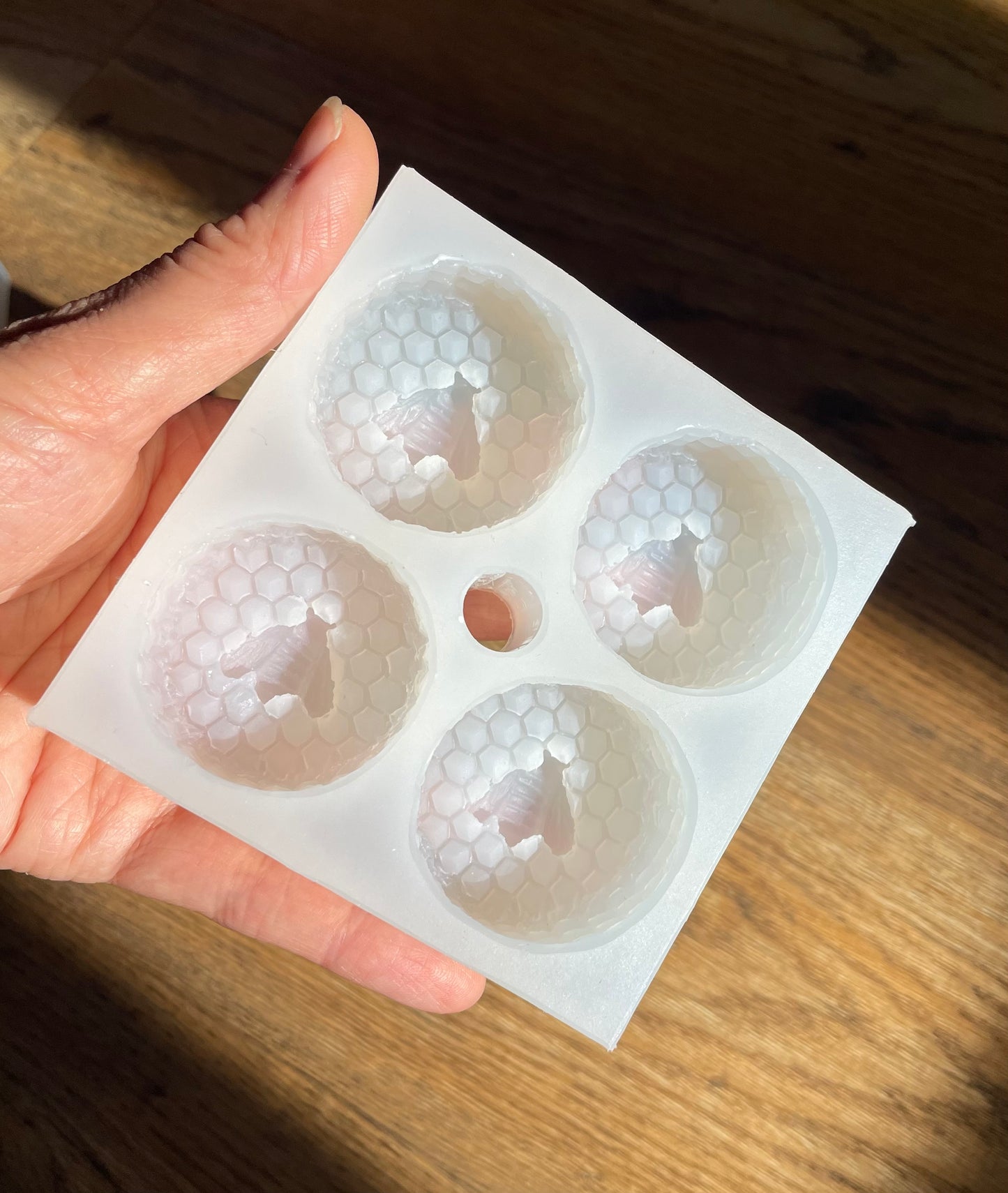 Silicone honeybee Tea light candle Mold honeycomb easy release 4 cavity Homemade