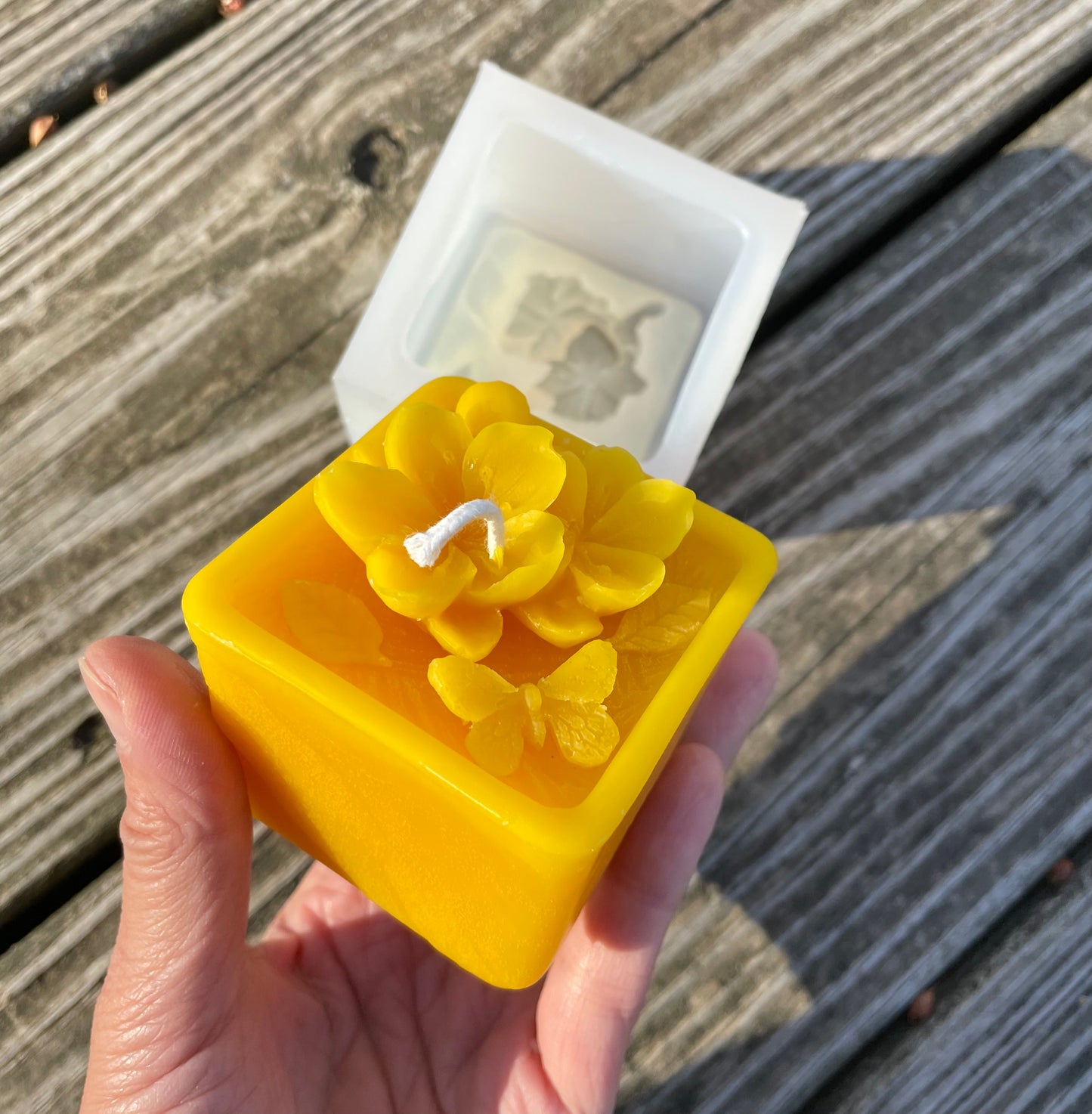 Silicone peach flower butterfly candle mold