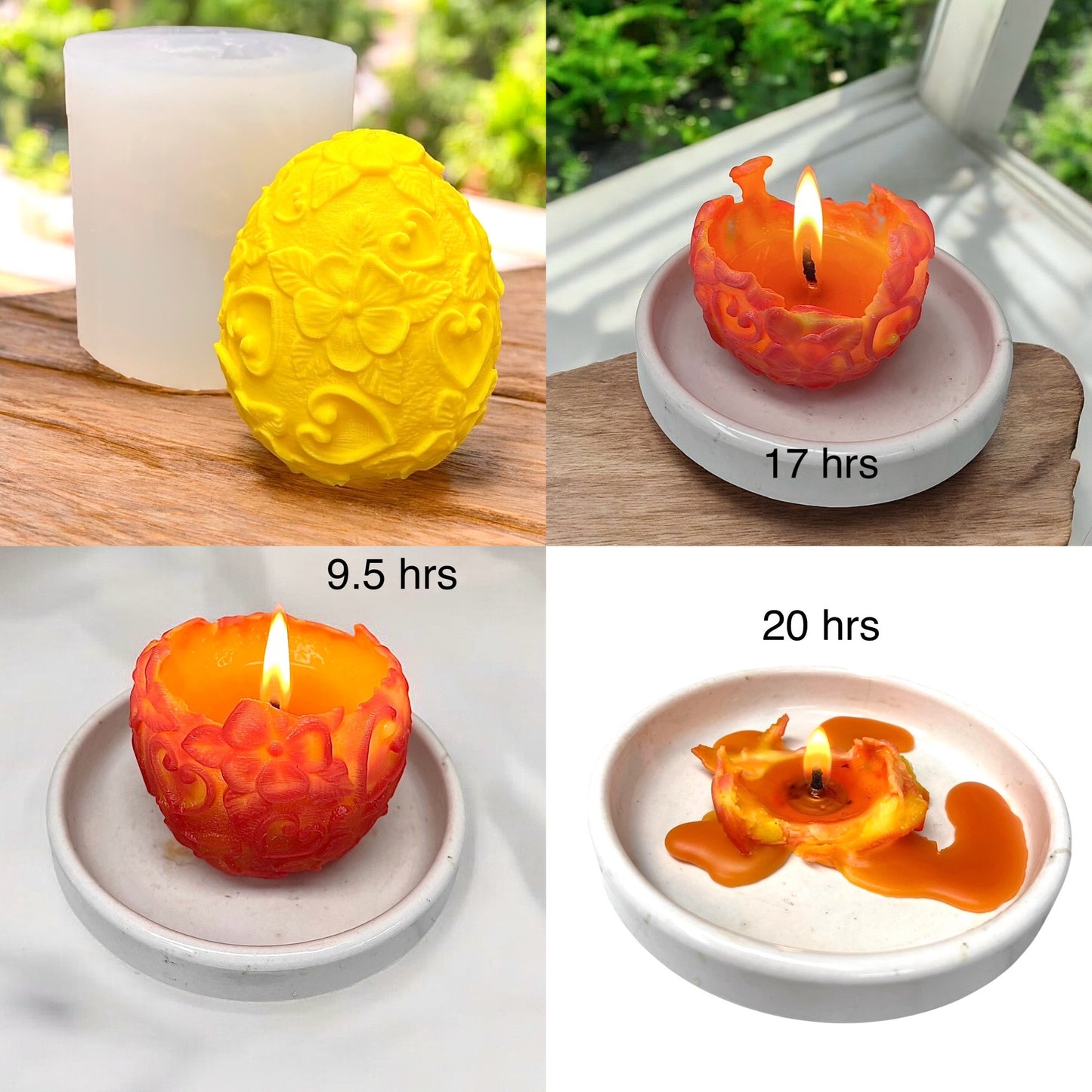 3D Silicone decorated egg Mold - Easter egg mold - flower egg - candle soap resin mold