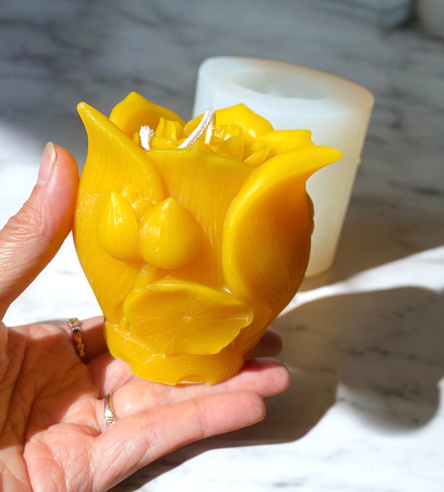 3D silicone mold - lotus flower in lotus pot