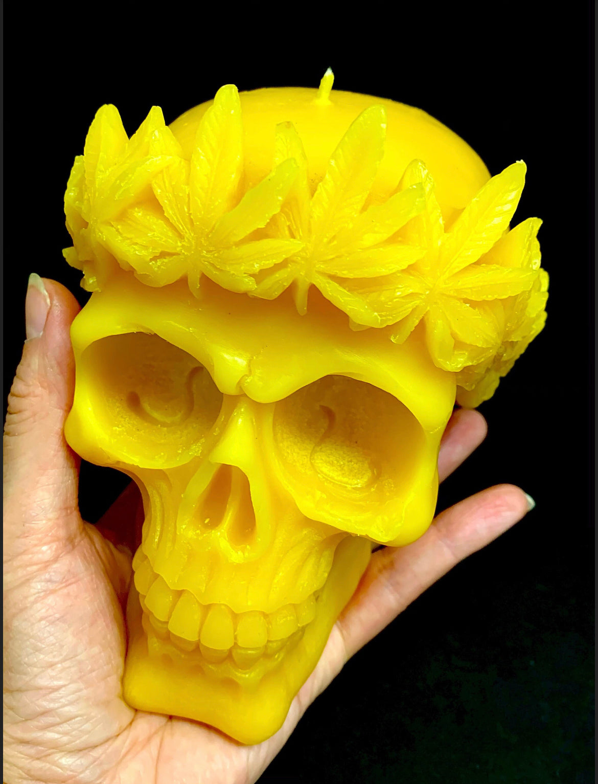 3D Silicone skull Mold - skull candle soap resin mold - skull with marijuana leaf - halloween mold