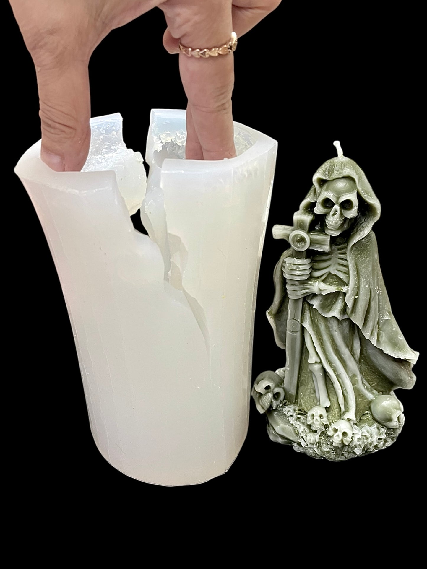 6” 3D Silicone Grim Reaper Mold - death mold - Halloween candle mold - resin ornament mold