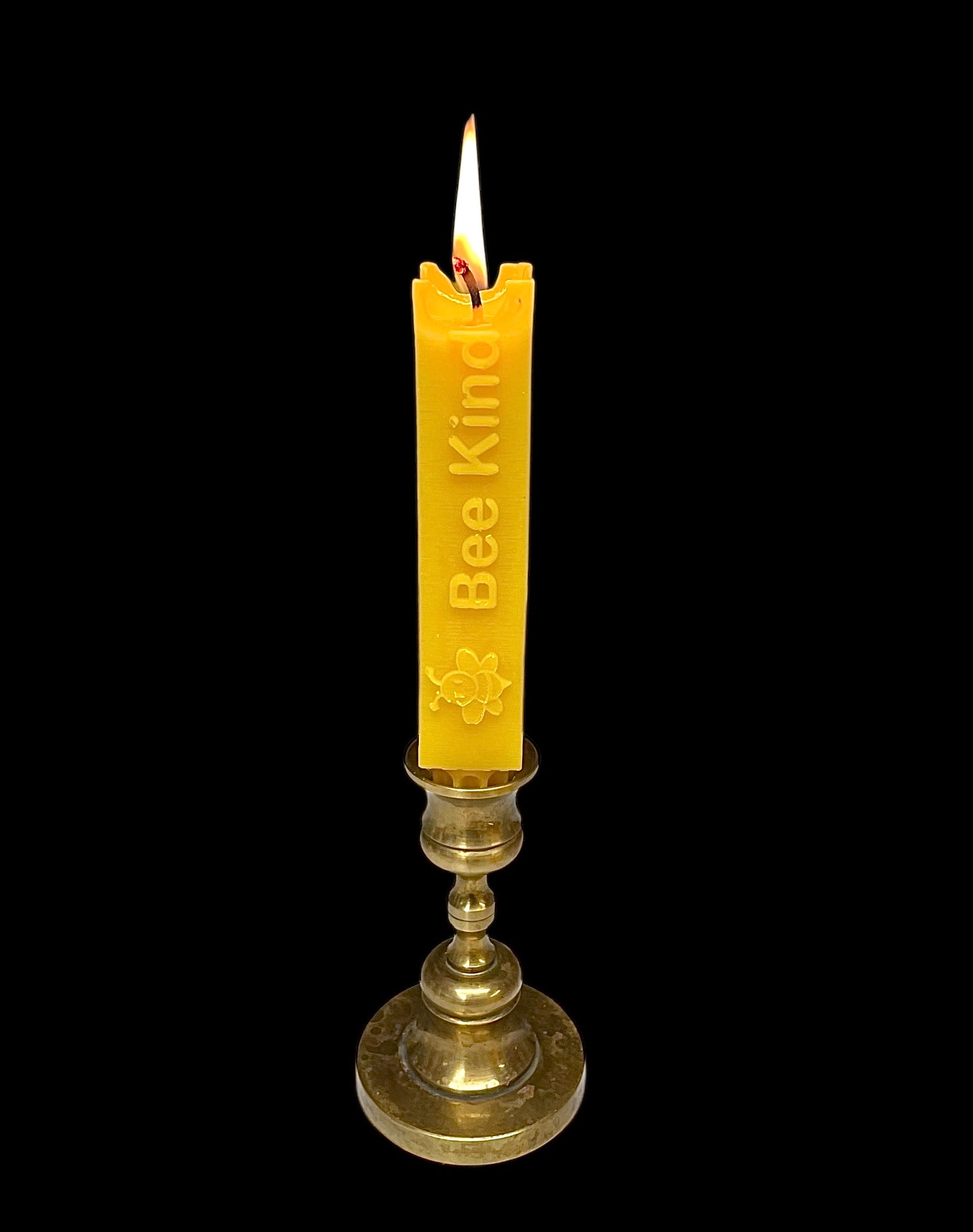 2 Pure beeswax square taper candles Bee happy Bee Kind holiday gift