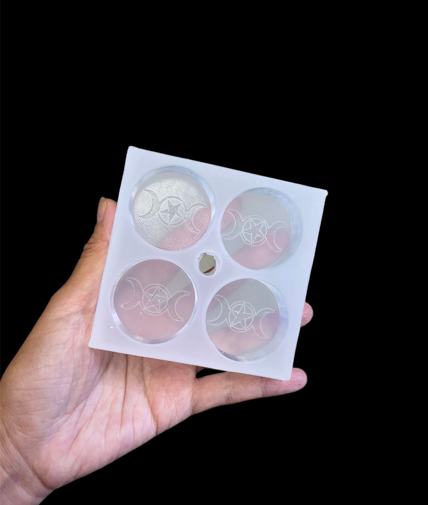 New Silicone Tea light candle Mold - witchcraft symbols - Pentagram - triple moon - pagan candle mold - spell candle mold