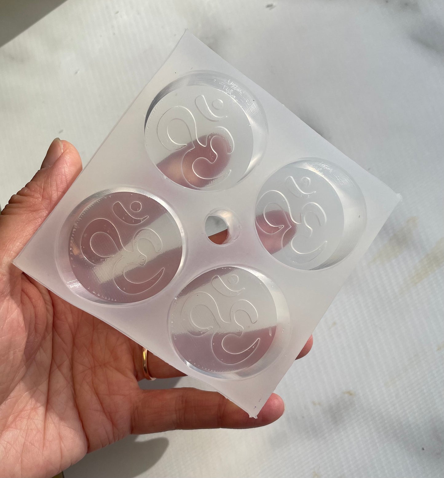 Silicone Tea light candle Mold - OM mold - easy release 4 cavity Homemade