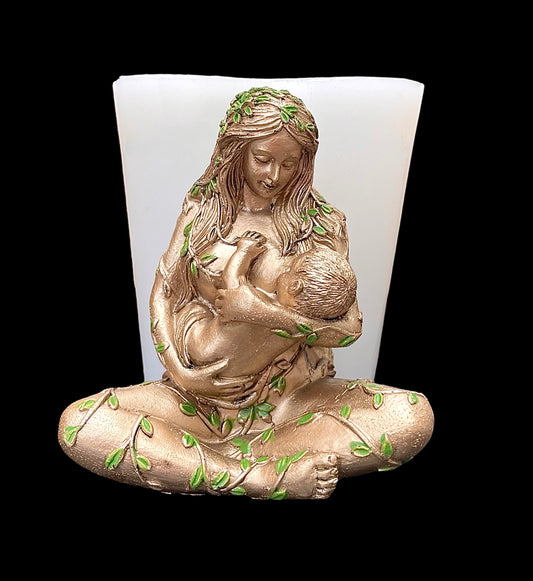 Silicone mold of Mother Earth Gaia feeding baby