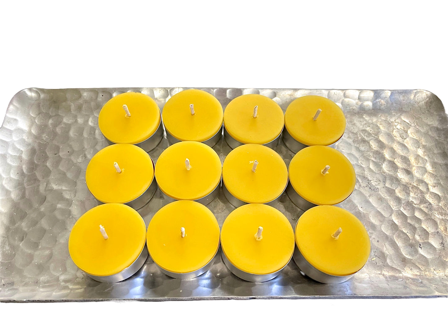 Dozen premium beeswax tealight candles - quality made pure beeswax candles - red green yellow tealights